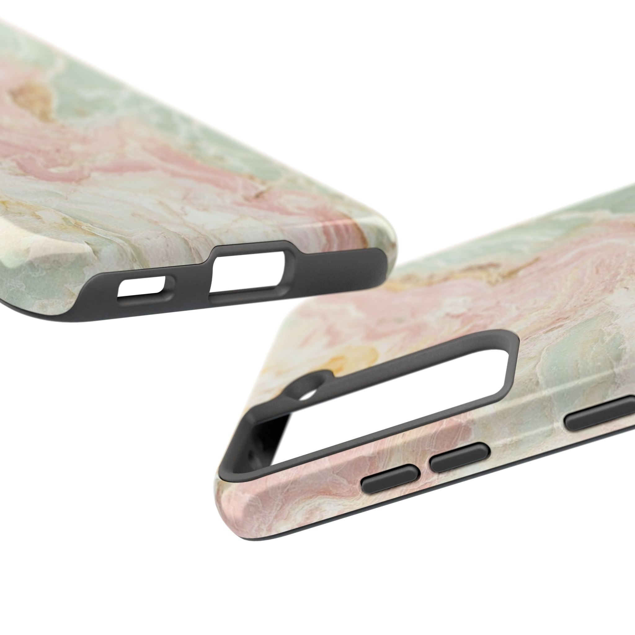 Pastel Marble Tough Phone Case – Protective iPhone Cover with Pink & Mint Swirl