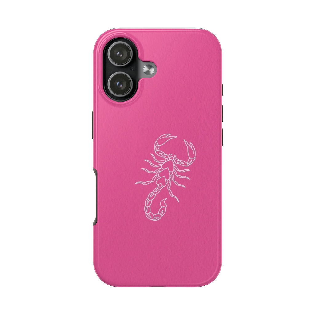 Pink Scorpion Tough Phone Case — Protective iPhone Case with White Scorpion Design