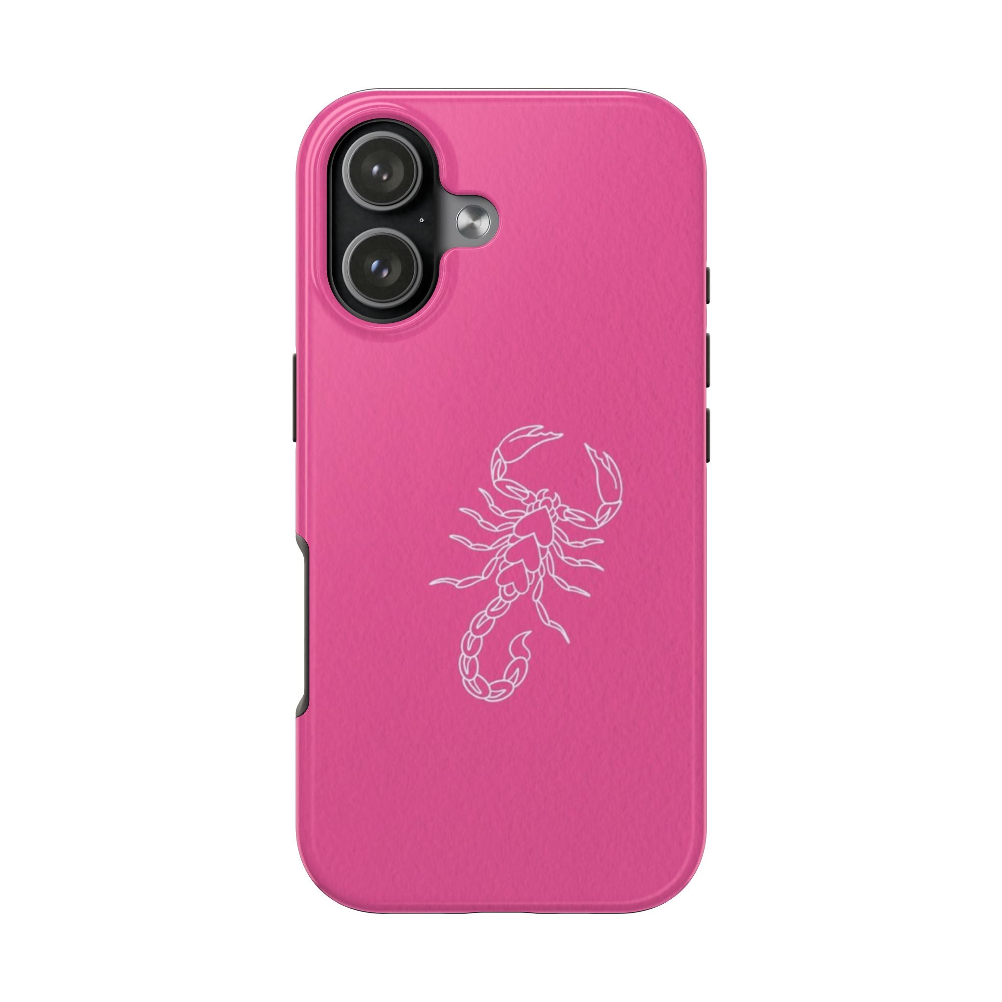 Pink Scorpion Tough Phone Case — Protective iPhone Case with White Scorpion Design