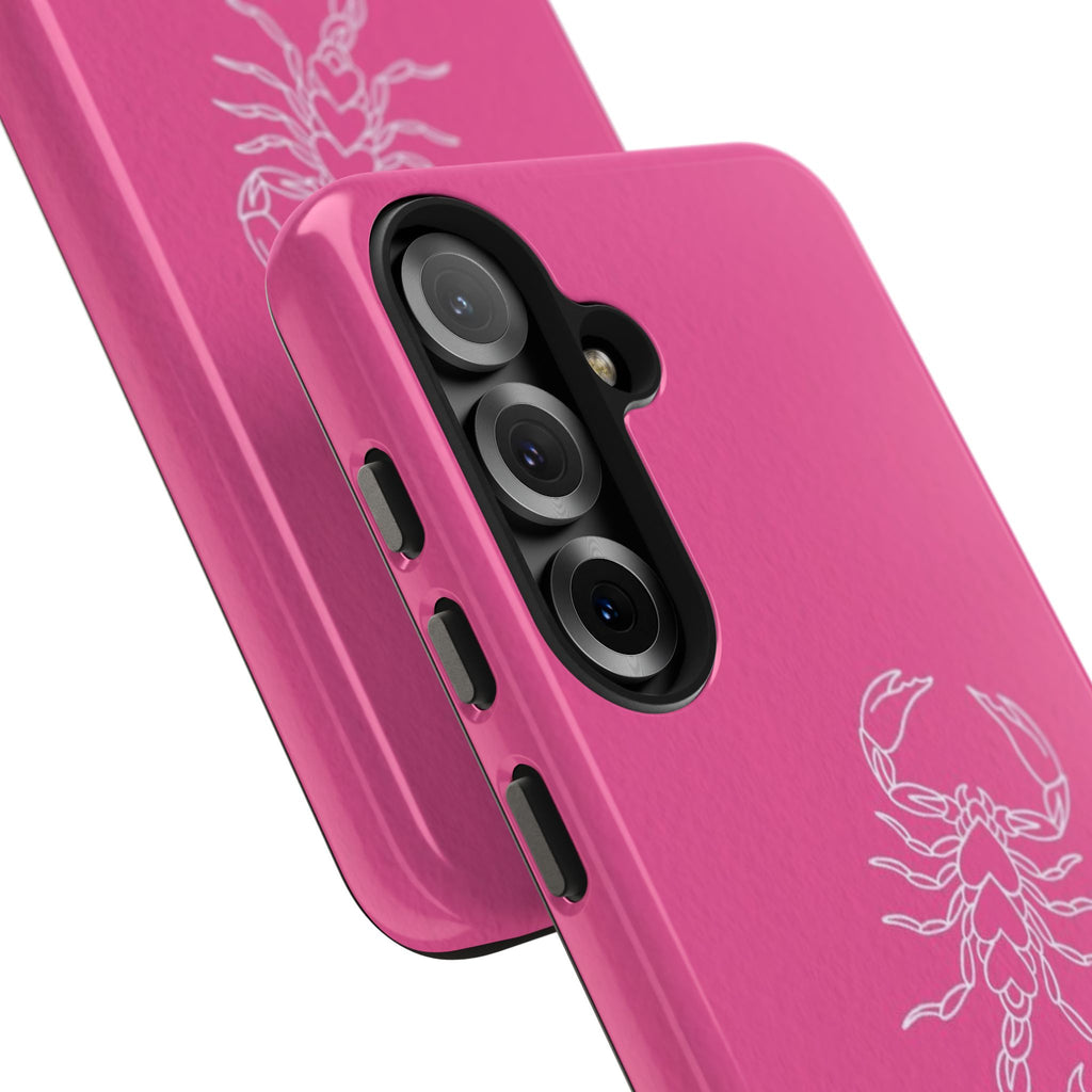 Pink Scorpion Tough Phone Case — Protective iPhone Case with White Scorpion Design
