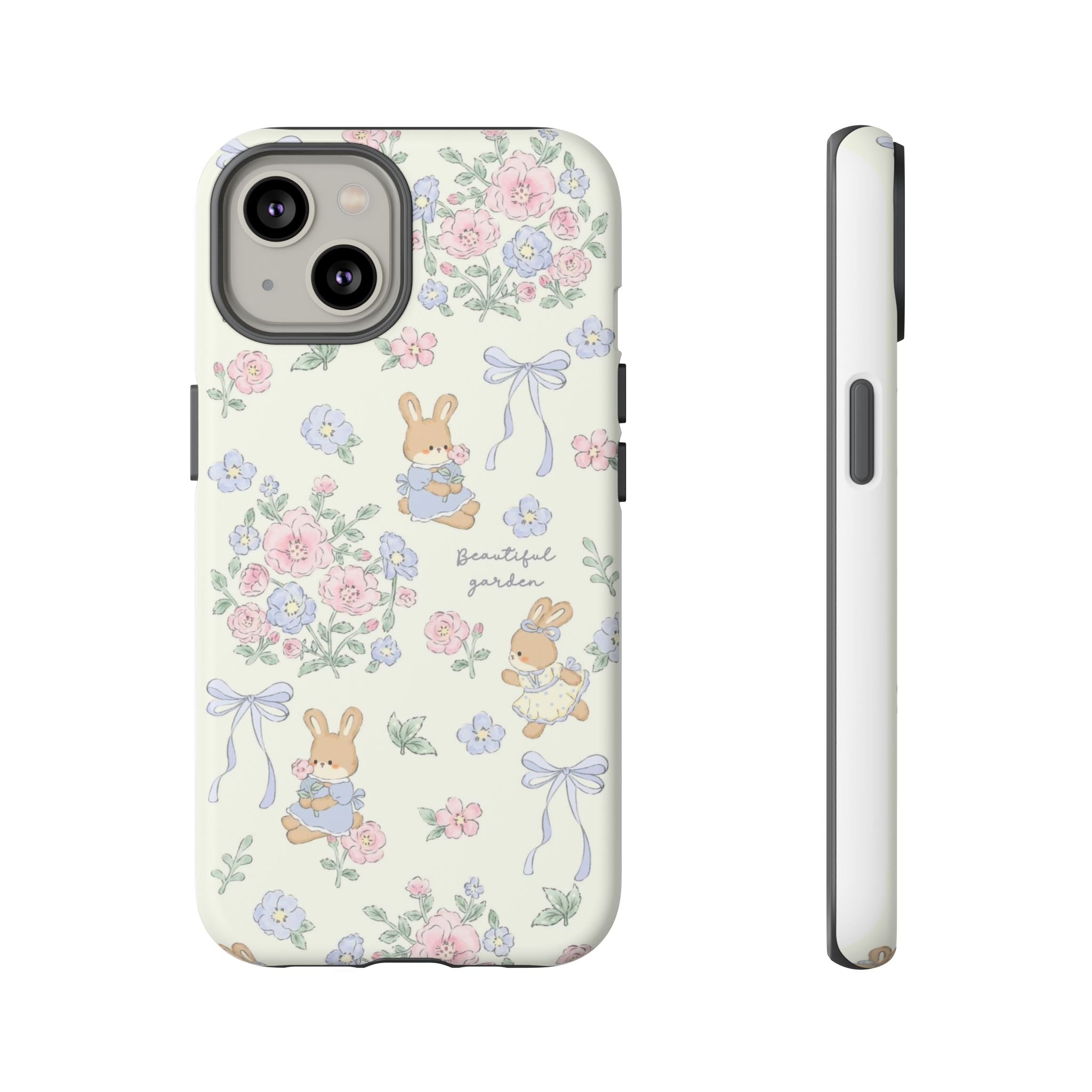 Floral Bunny Phone Case — "Beautiful Garden" Protective iPhone Cover