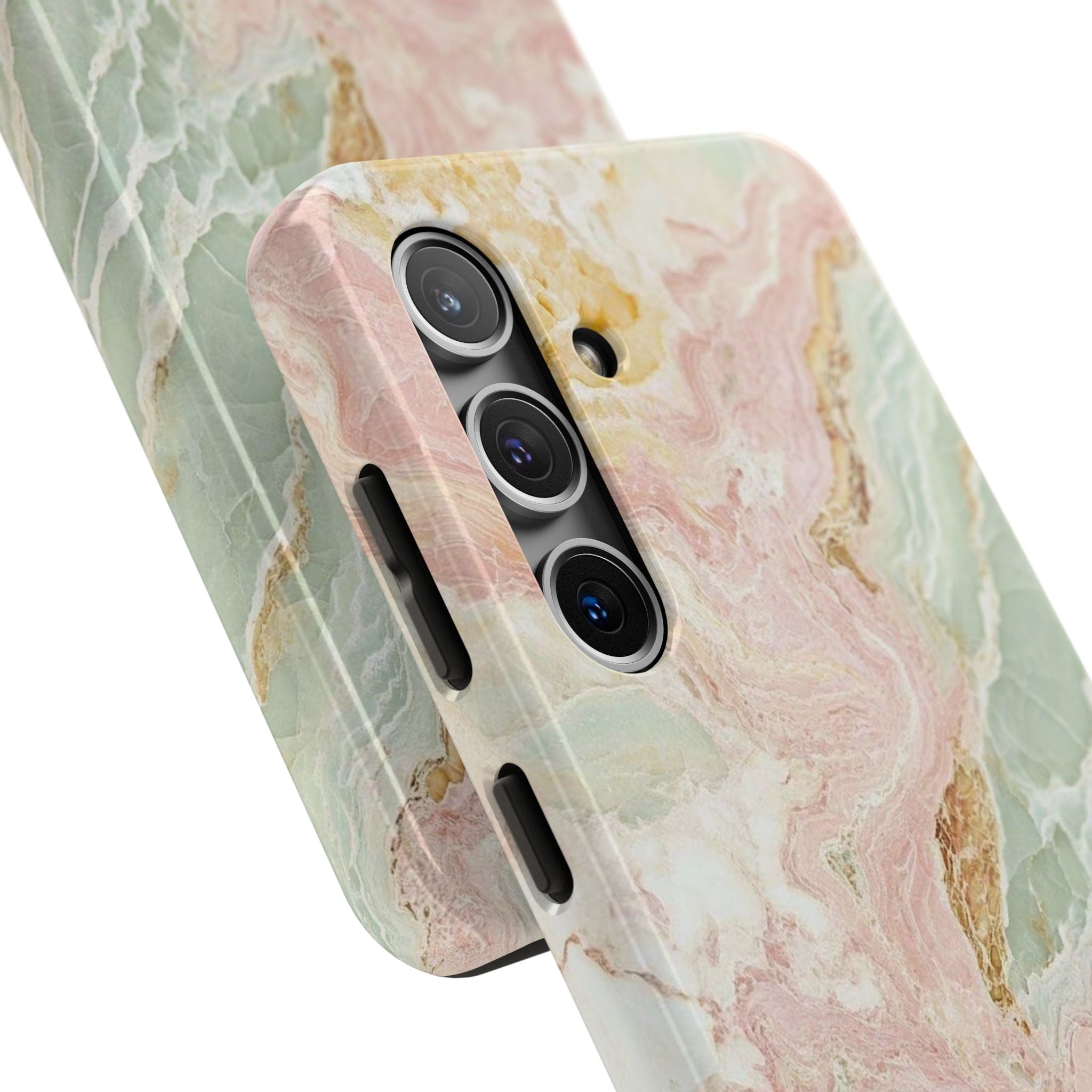 Pastel Marble Tough Phone Case – Protective iPhone Cover with Pink & Mint Swirl
