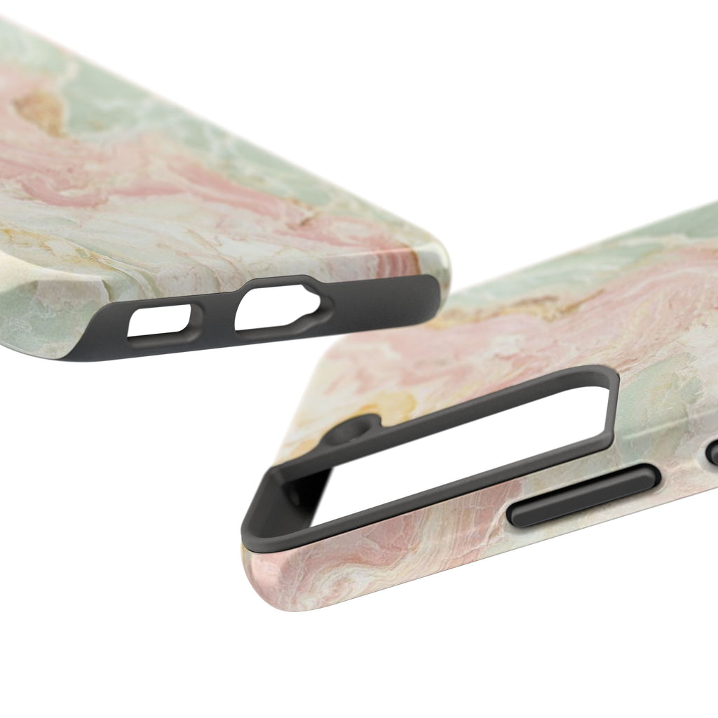 Pastel Marble Tough Phone Case – Protective iPhone Cover with Pink & Mint Swirl