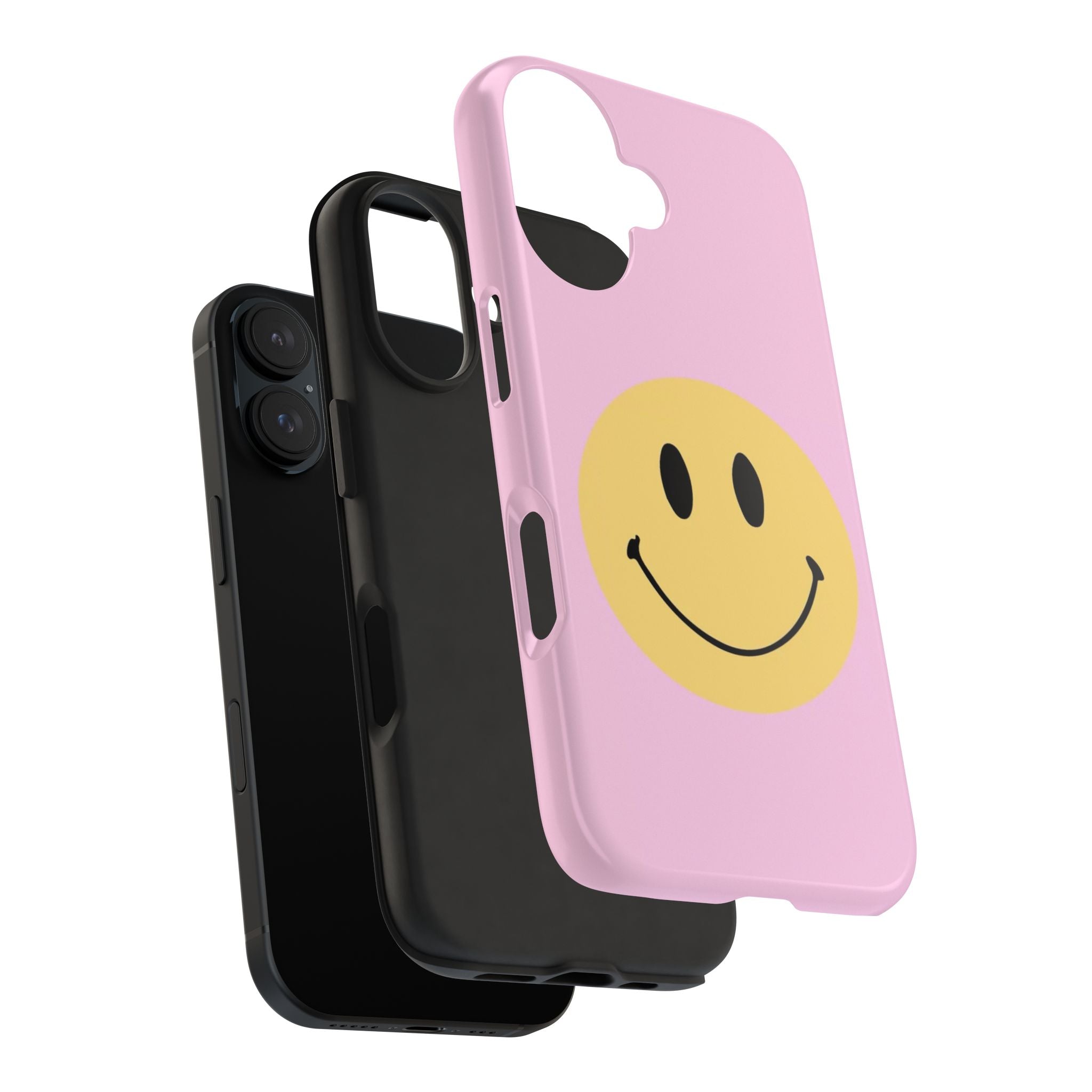 Smiley Pink Tough Phone Case — Cute Retro Happy Face Protective Cover
