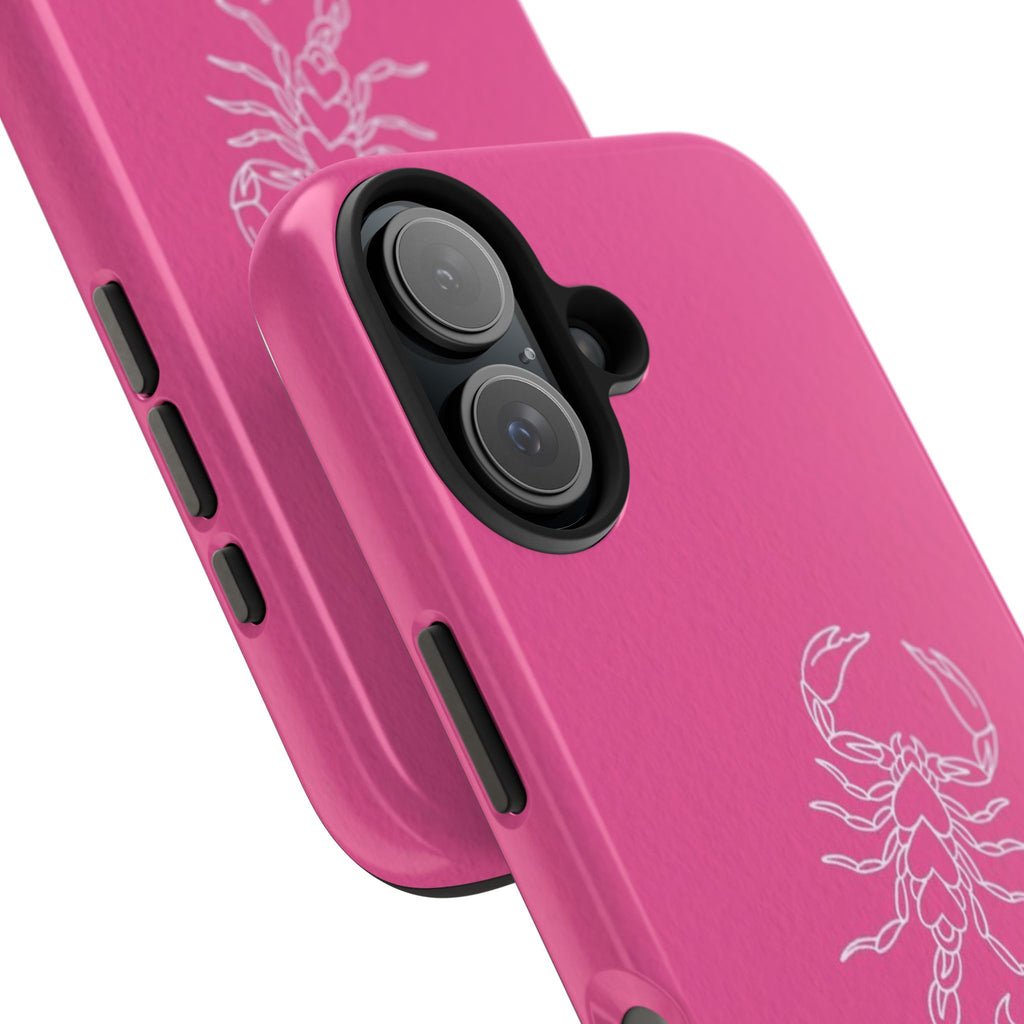 Pink Scorpion Tough Phone Case — Protective iPhone Case with White Scorpion Design