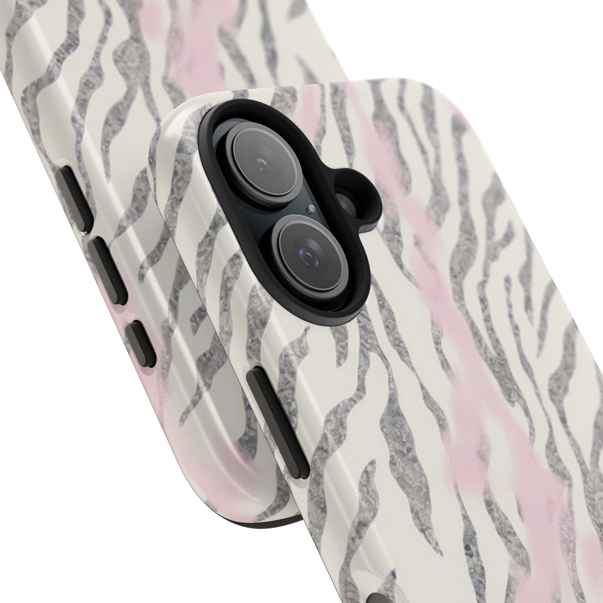 Zebra Blush Tough Phone Case — Pink Marble Animal Print Protective Cover