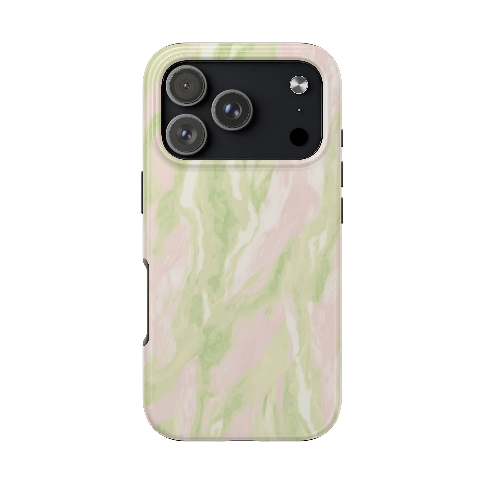 Pastel Marble Tough Phone Case — Pink & Sage Protective Phone Cover