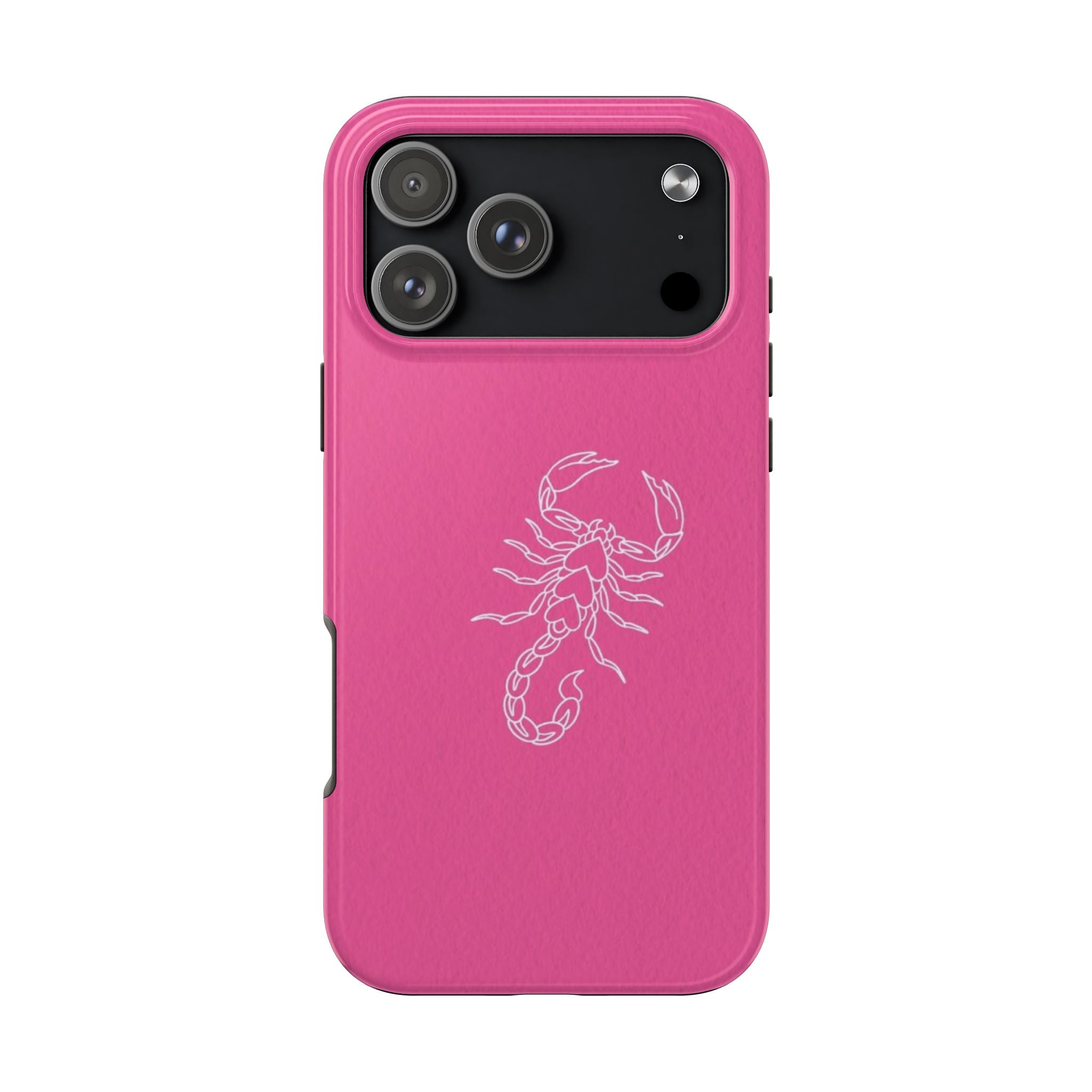 Pink Scorpion Tough Phone Case — Protective iPhone Case with White Scorpion Design