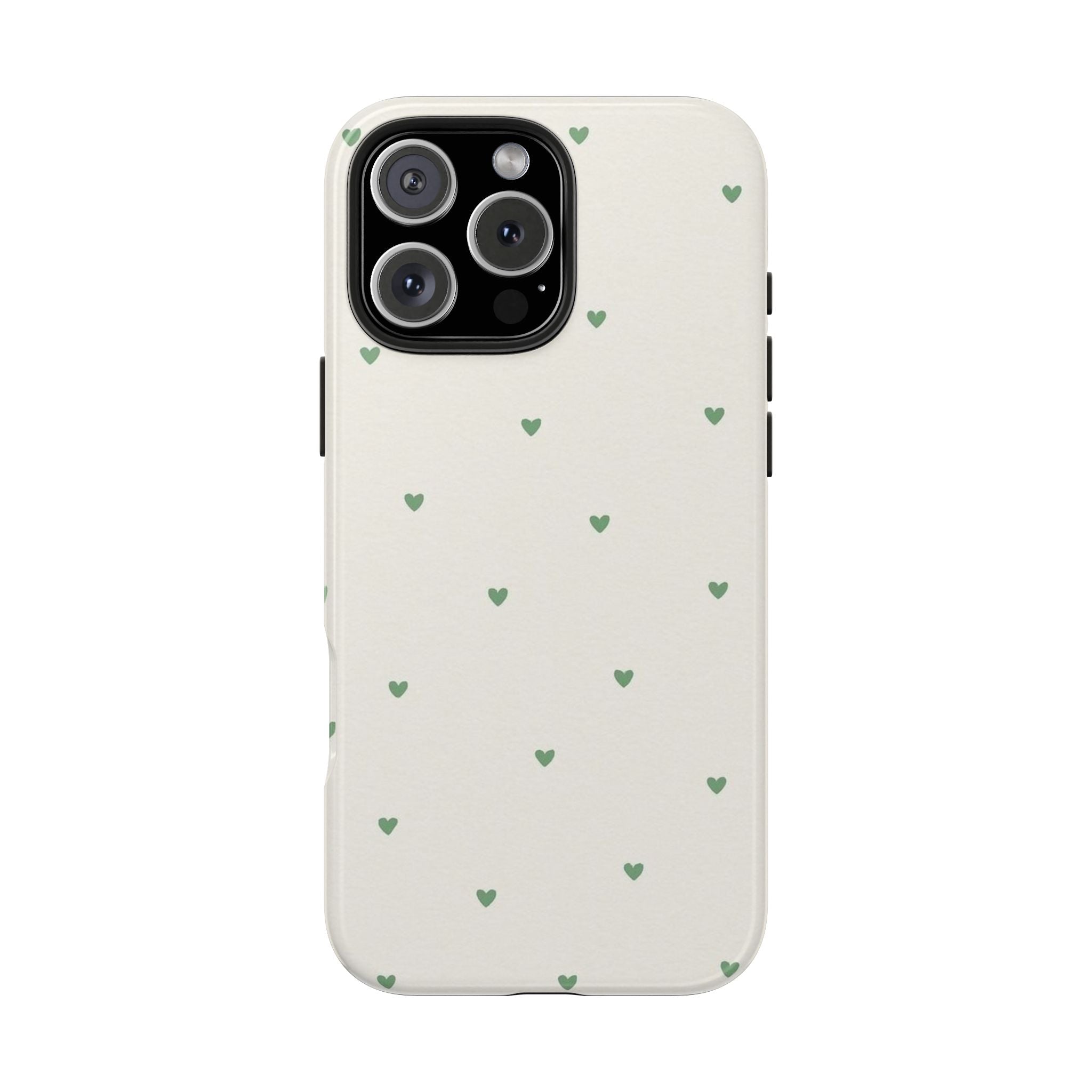 Minimal Green Heart Tough Phone Case — Protective Cute Patterned iPhone Case