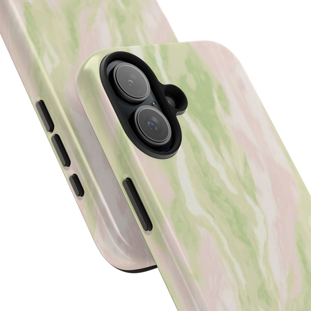 Pastel Marble Tough Phone Case — Pink & Sage Protective Phone Cover