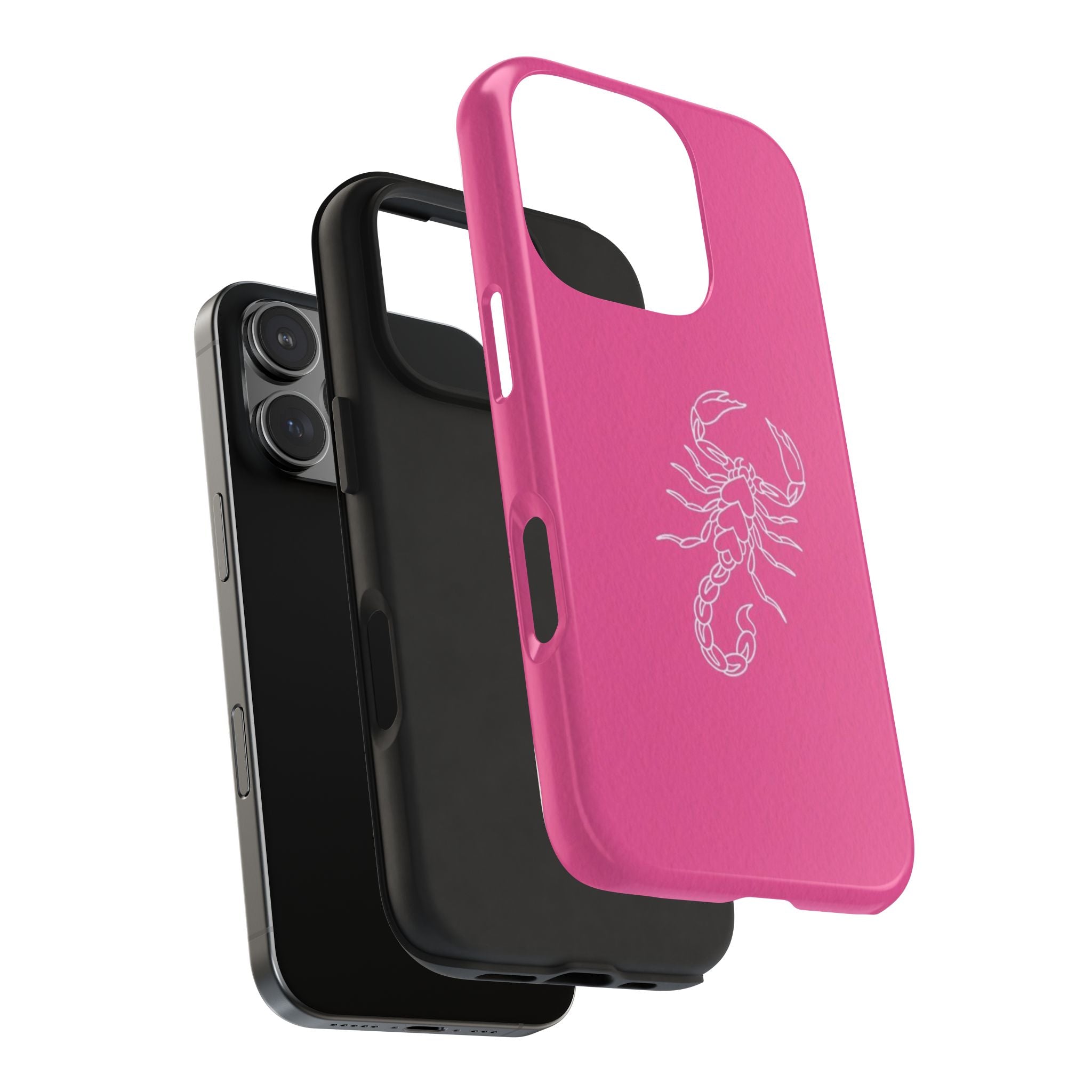 Pink Scorpion Tough Phone Case — Protective iPhone Case with White Scorpion Design