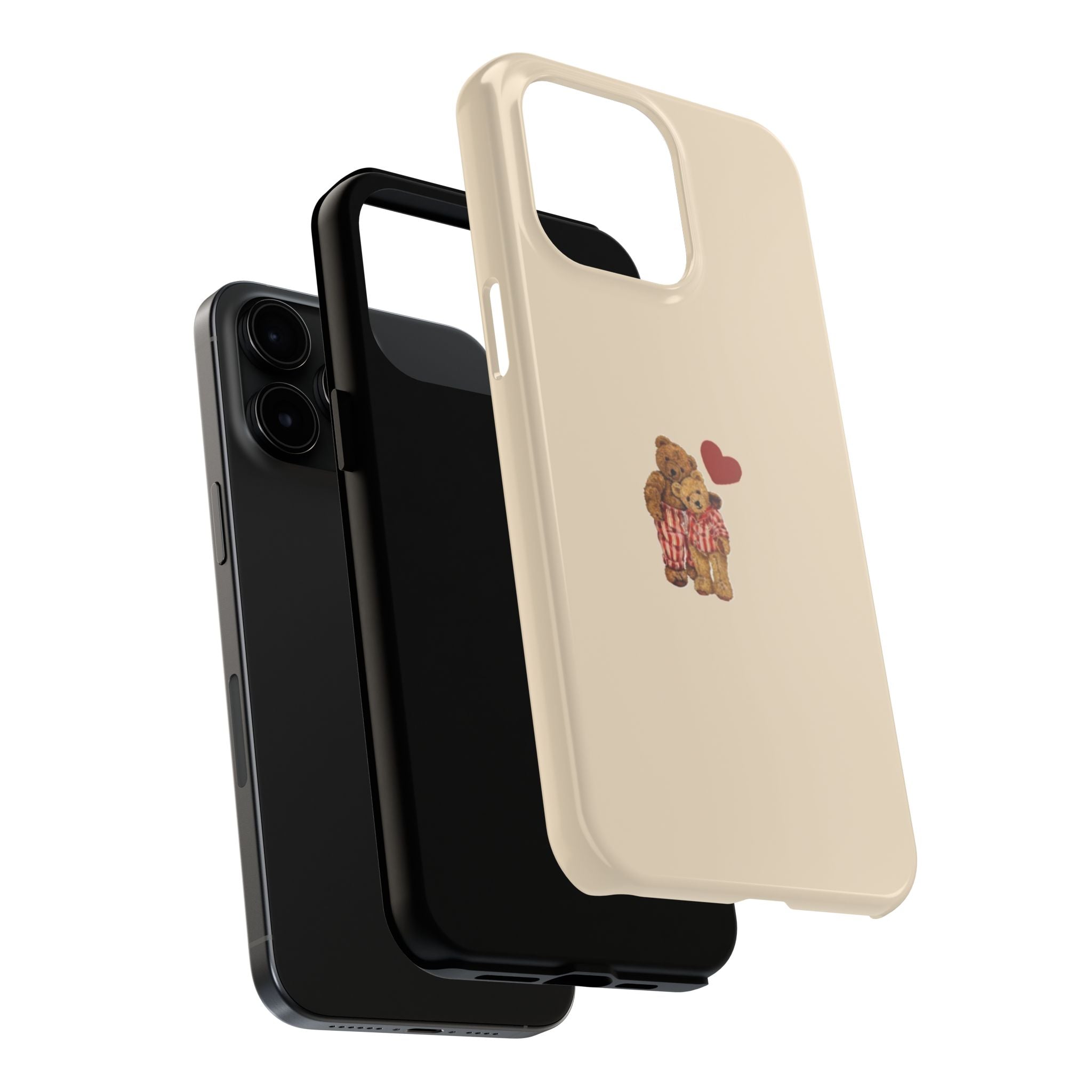 Tough Phone Case — Cute Teddy Bear with Heart Protective Cover