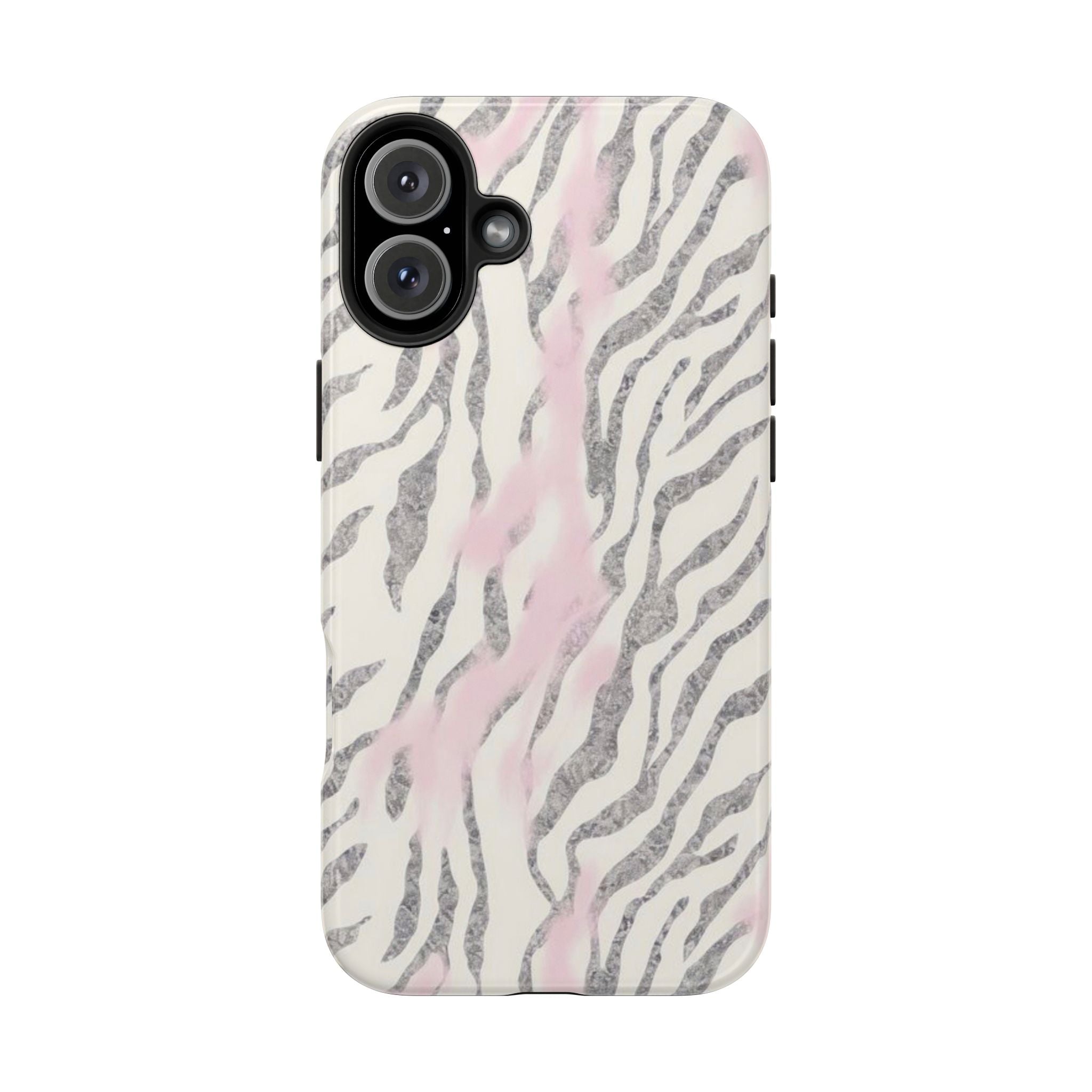 Zebra Blush Tough Phone Case — Pink Marble Animal Print Protective Cover