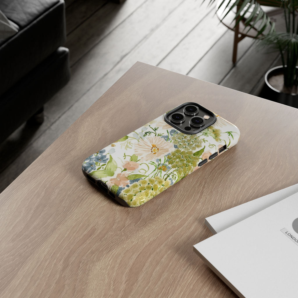 Floral Watercolor Phone Case — Pastel Garden Tough Case