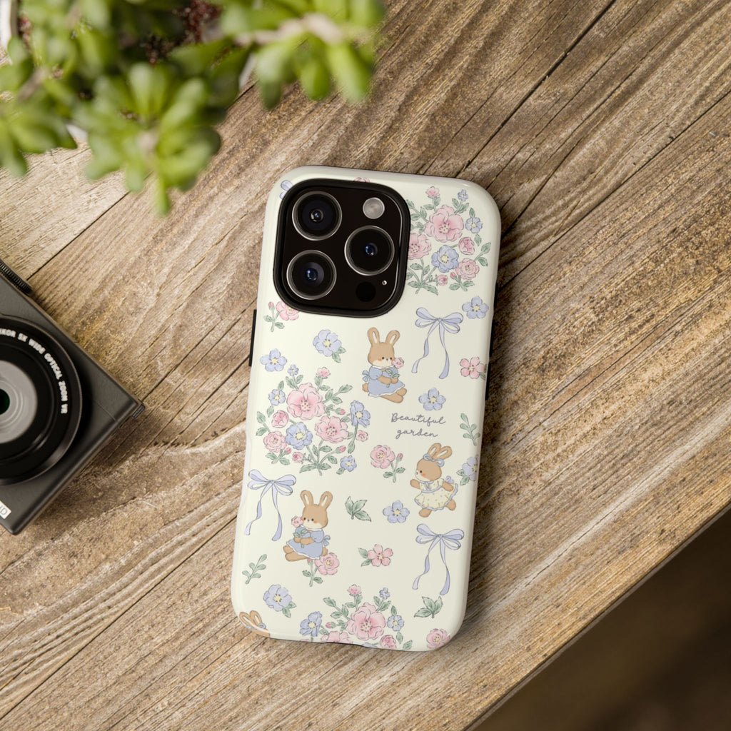 Floral Bunny Phone Case — "Beautiful Garden" Protective iPhone Cover