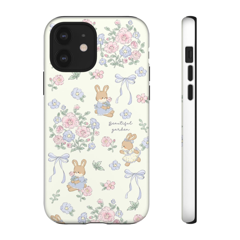Floral Bunny Phone Case — "Beautiful Garden" Protective iPhone Cover
