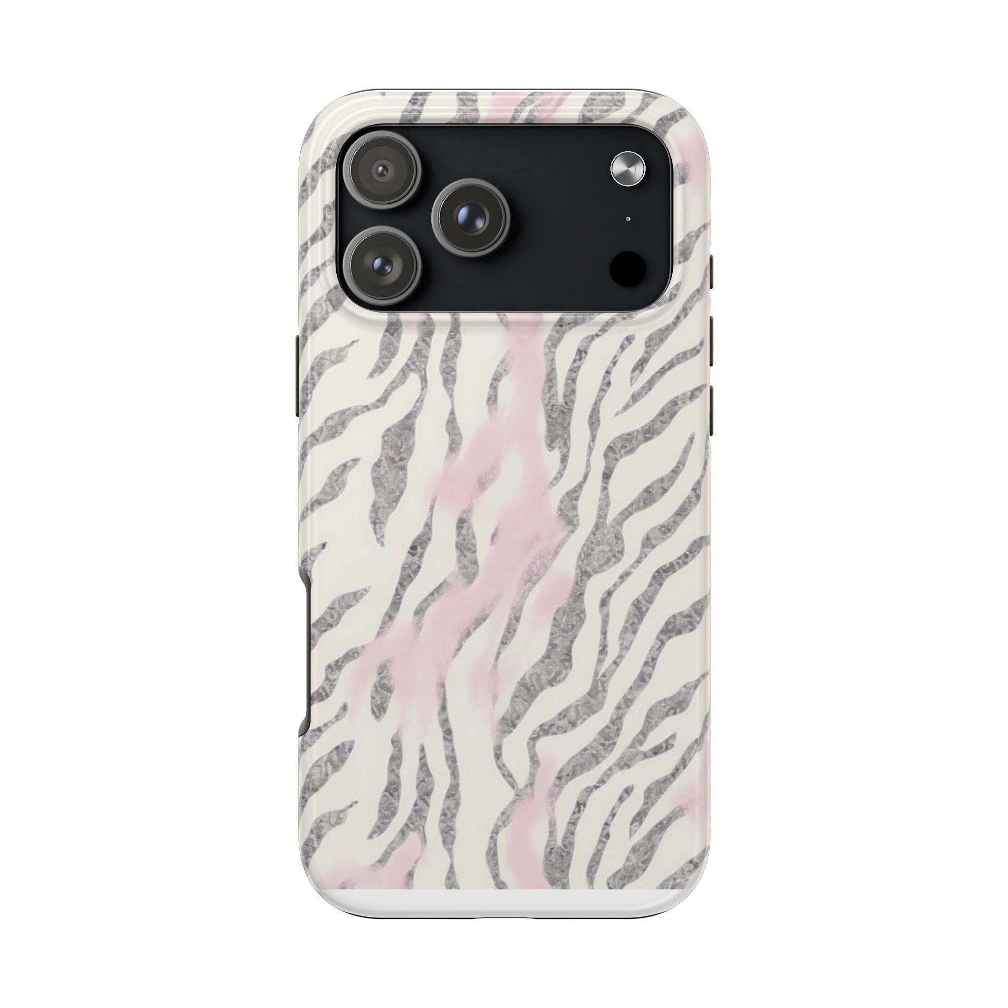 Zebra Blush Tough Phone Case — Pink Marble Animal Print Protective Cover