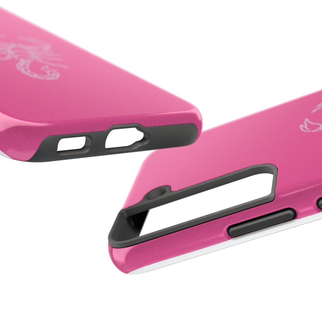 Pink Scorpion Tough Phone Case — Protective iPhone Case with White Scorpion Design