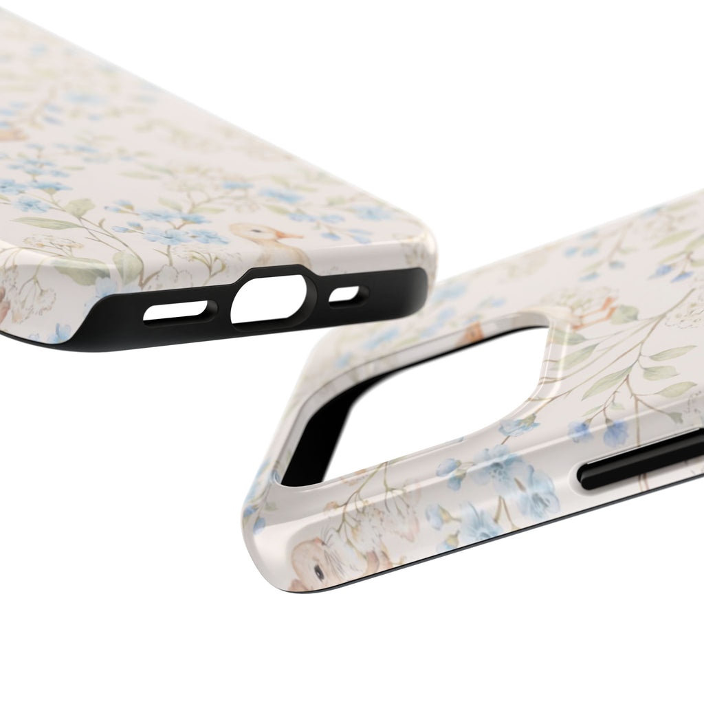 Floral Bunny Tough Phone Case — Pastel Spring Rabbit Protective Cover