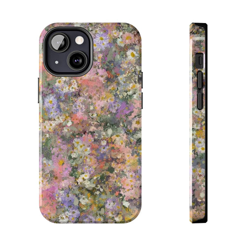 Floral Impression Tough Phone Case — Pastel Meadow Protective Cover