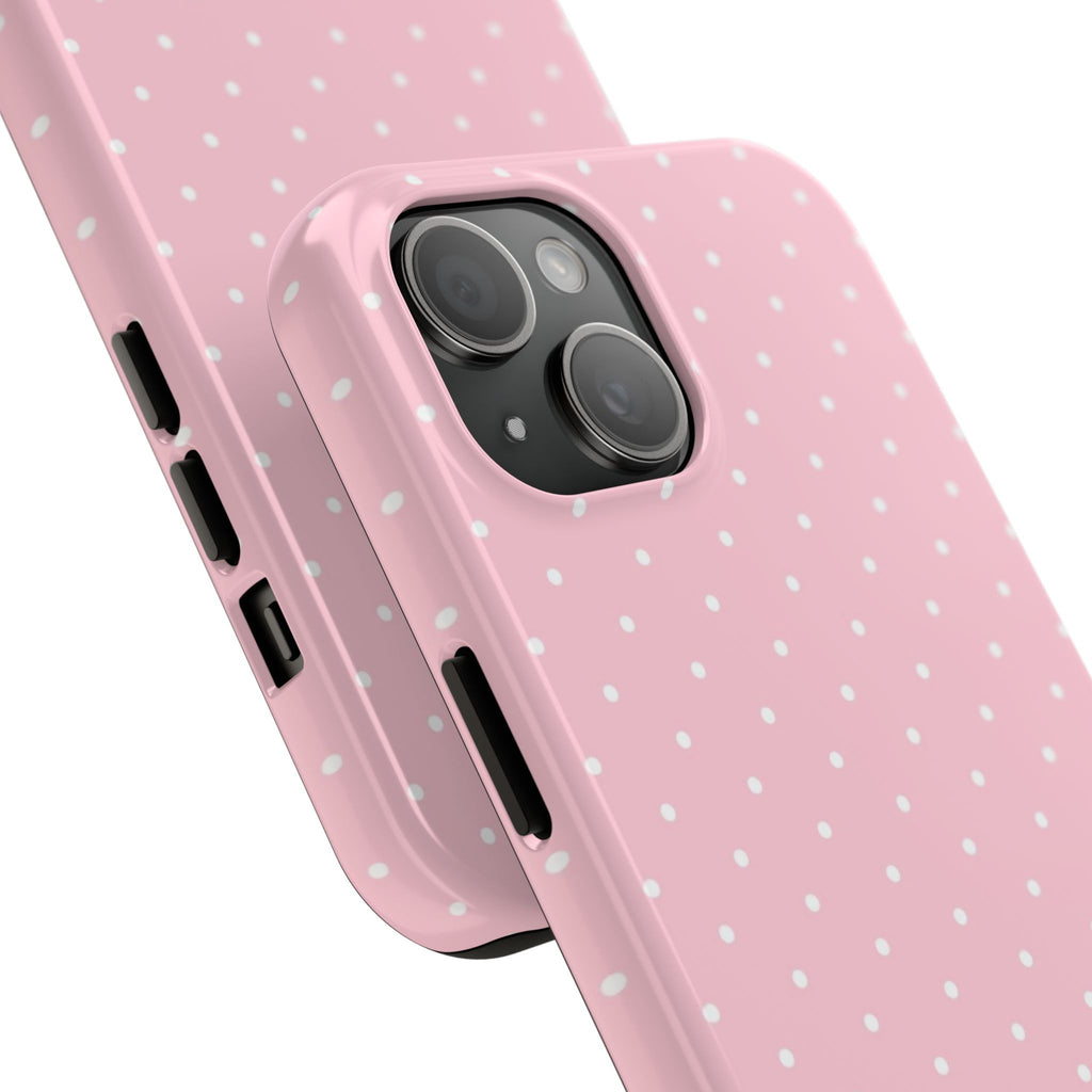 Pink Polka Dot Tough Phone Case — Slim Shockproof Protective Cover