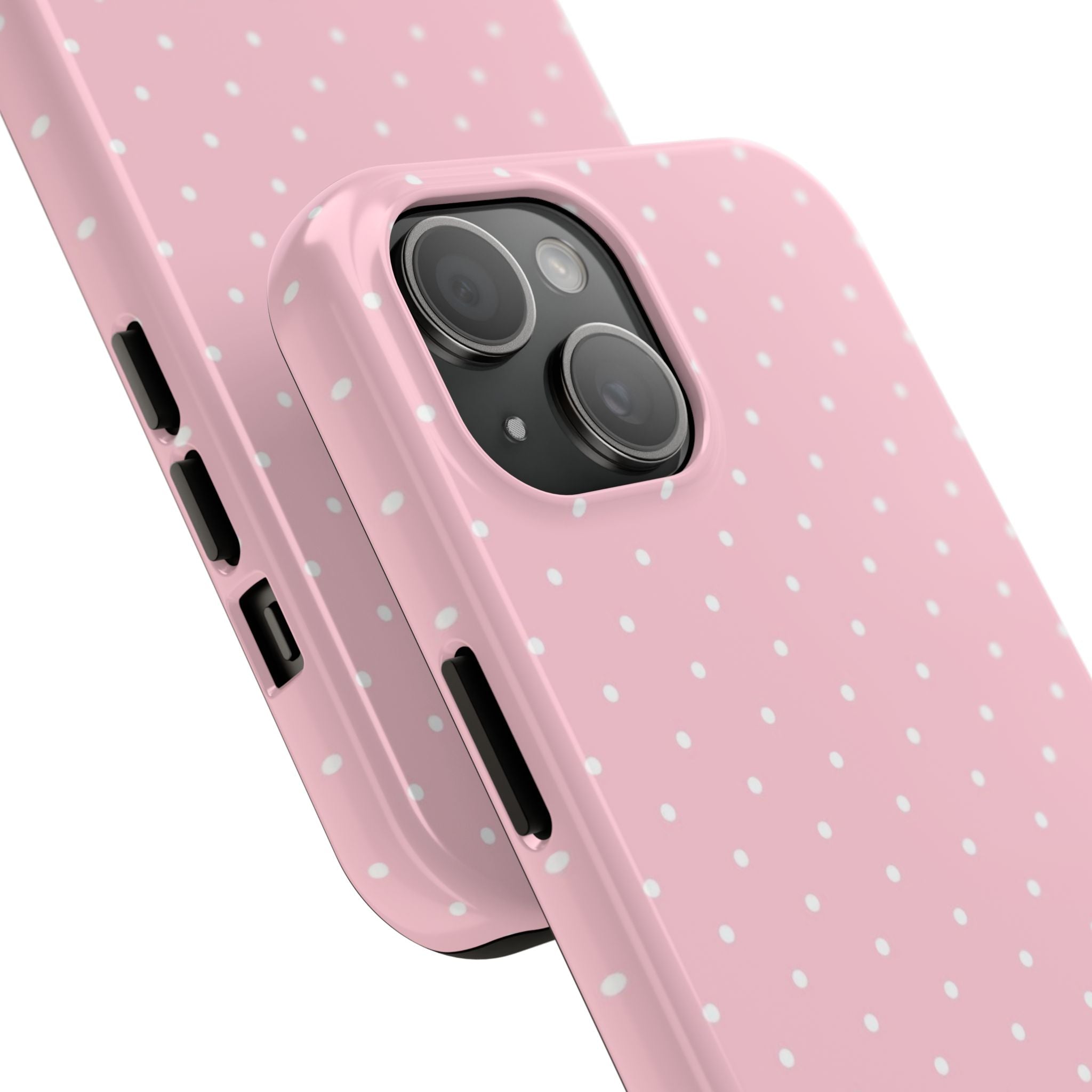 Pink Polka Dot Tough Phone Case — Slim Shockproof Protective Cover