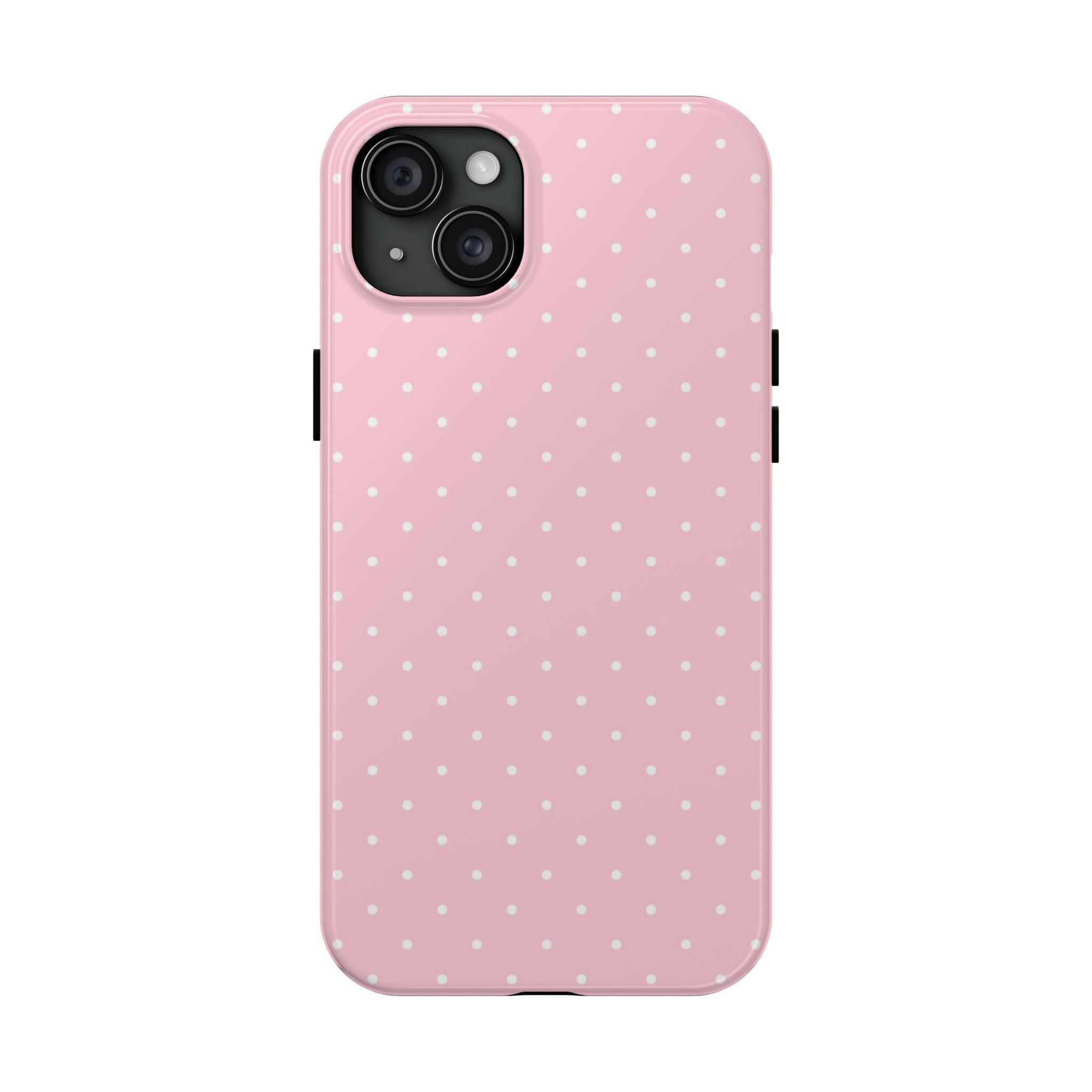 Pink Polka Dot Tough Phone Case — Slim Shockproof Protective Cover