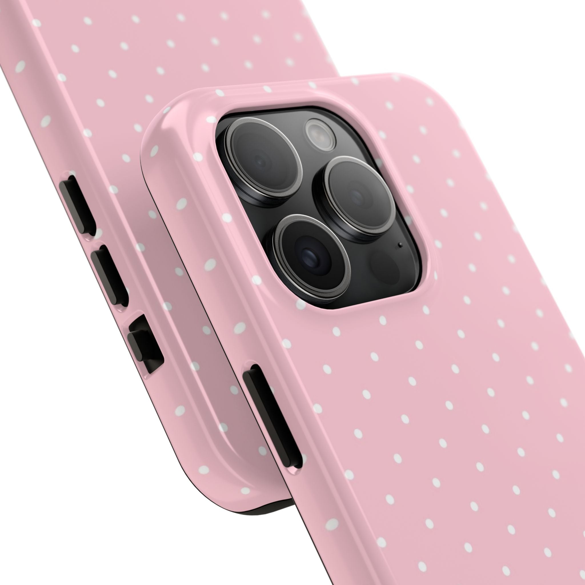 Pink Polka Dot Tough Phone Case — Slim Shockproof Protective Cover
