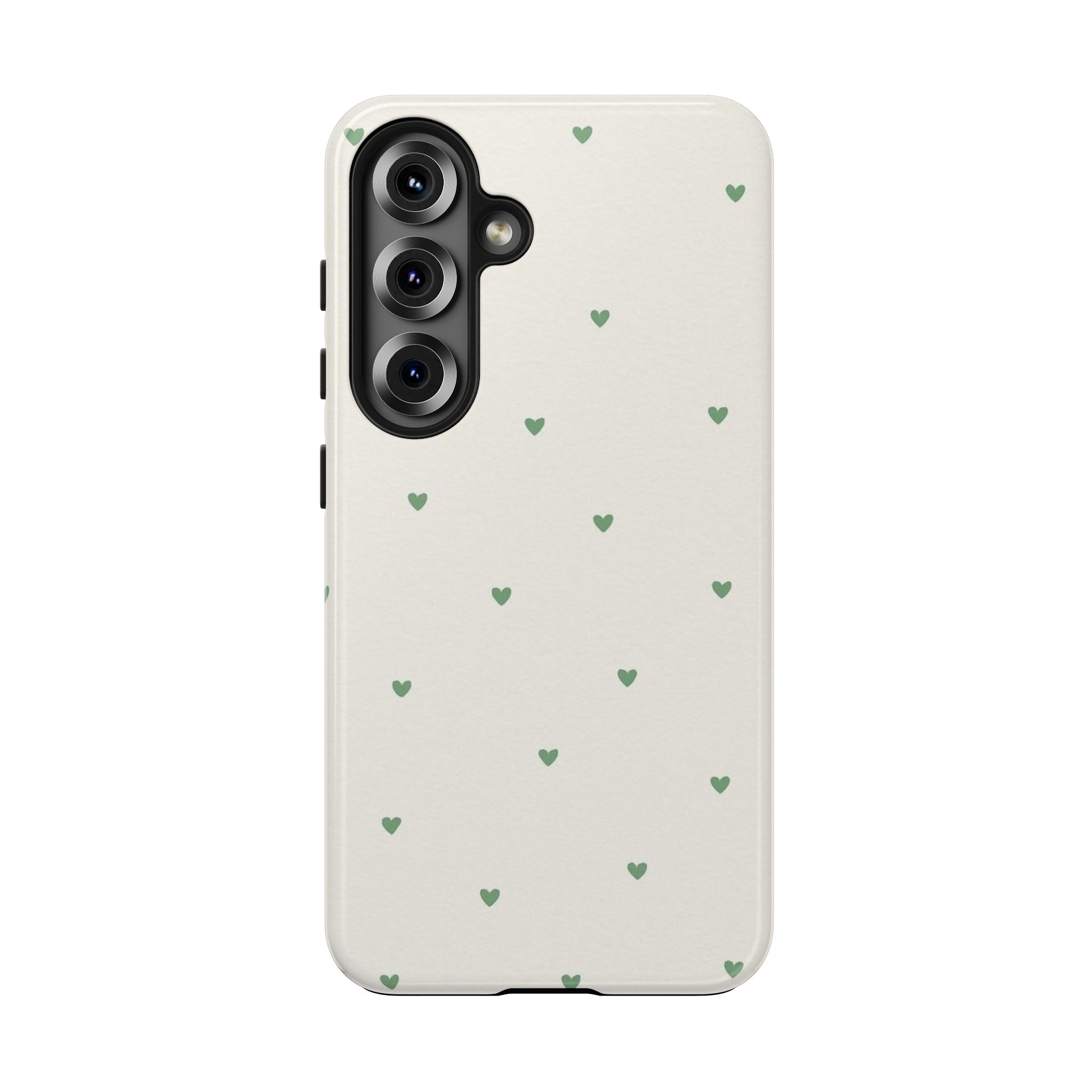 Minimal Green Heart Tough Phone Case — Protective Cute Patterned iPhone Case