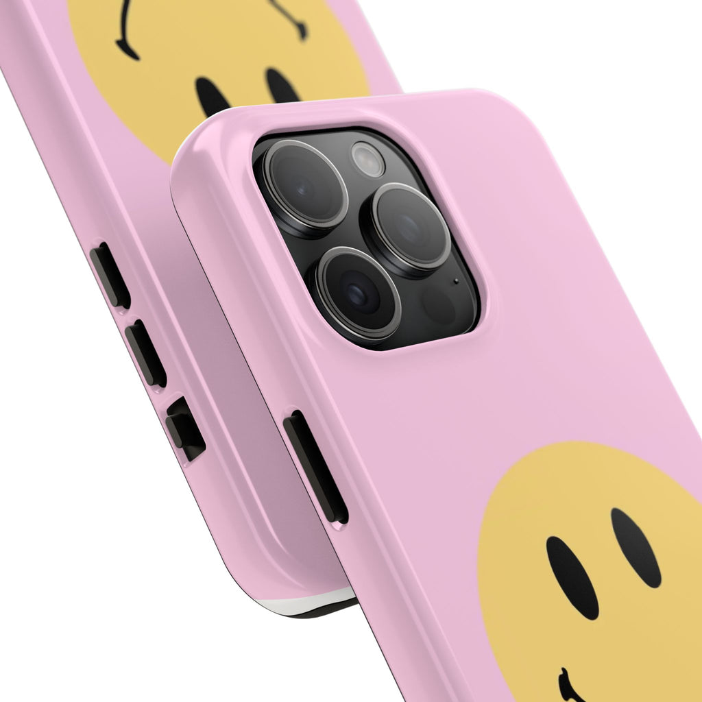 Smiley Pink Tough Phone Case — Cute Retro Happy Face Protective Cover