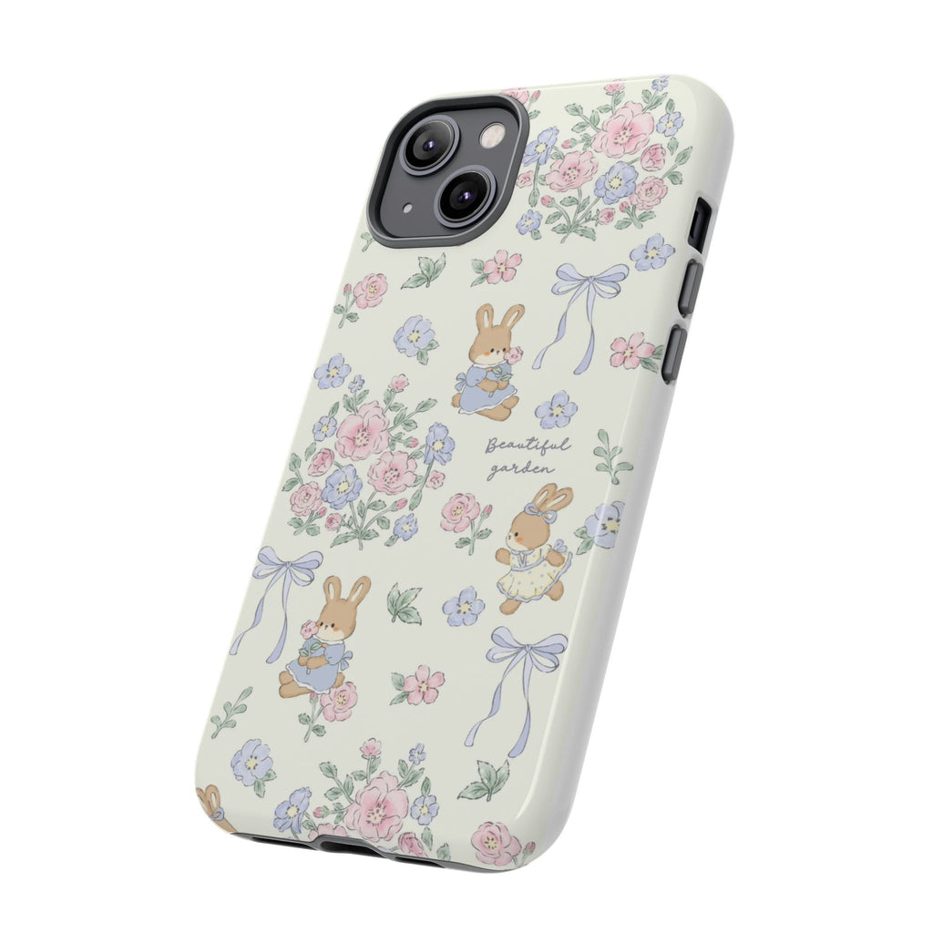 Floral Bunny Phone Case — "Beautiful Garden" Protective iPhone Cover