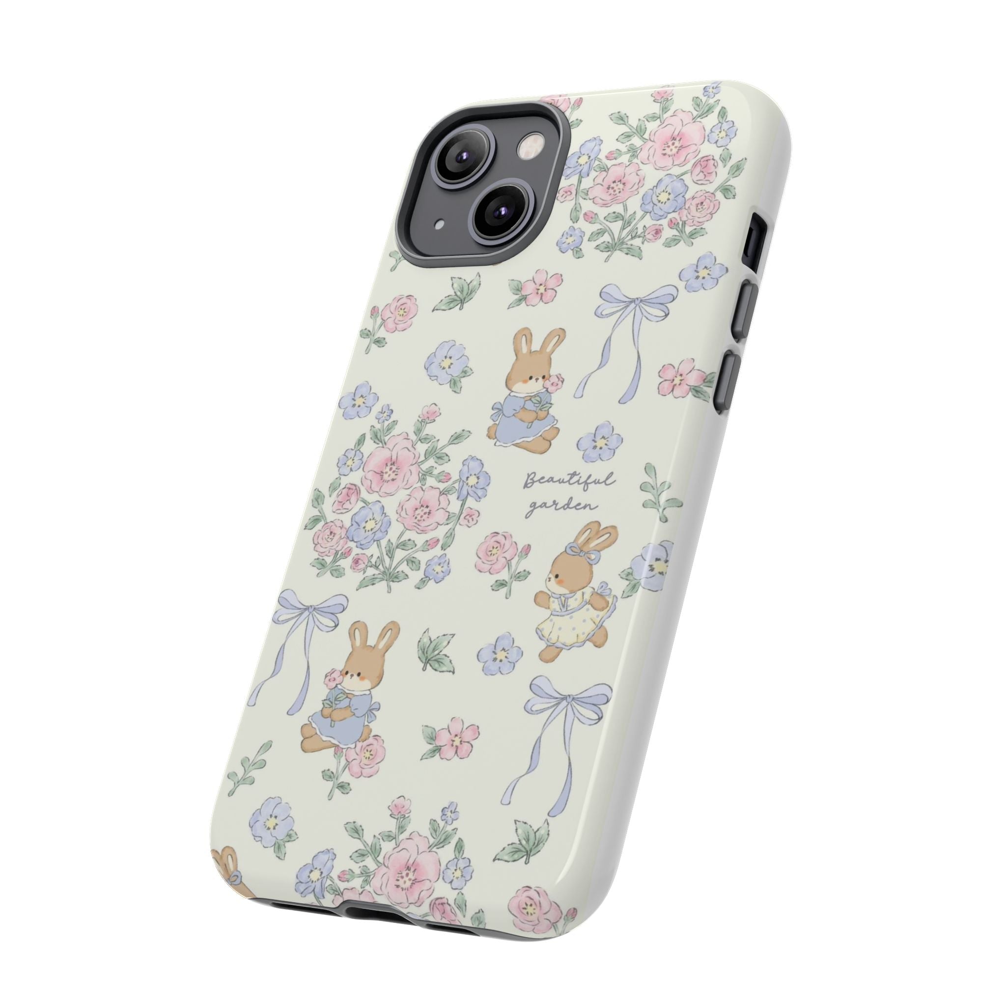Floral Bunny Phone Case — "Beautiful Garden" Protective iPhone Cover