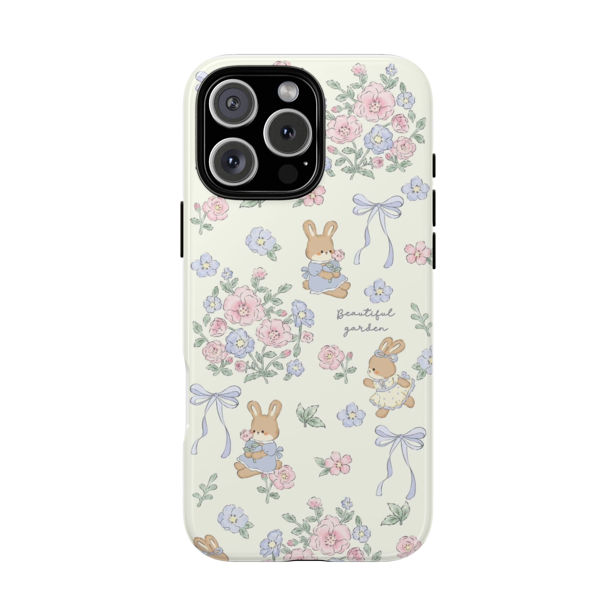 Floral Bunny Phone Case — "Beautiful Garden" Protective iPhone Cover
