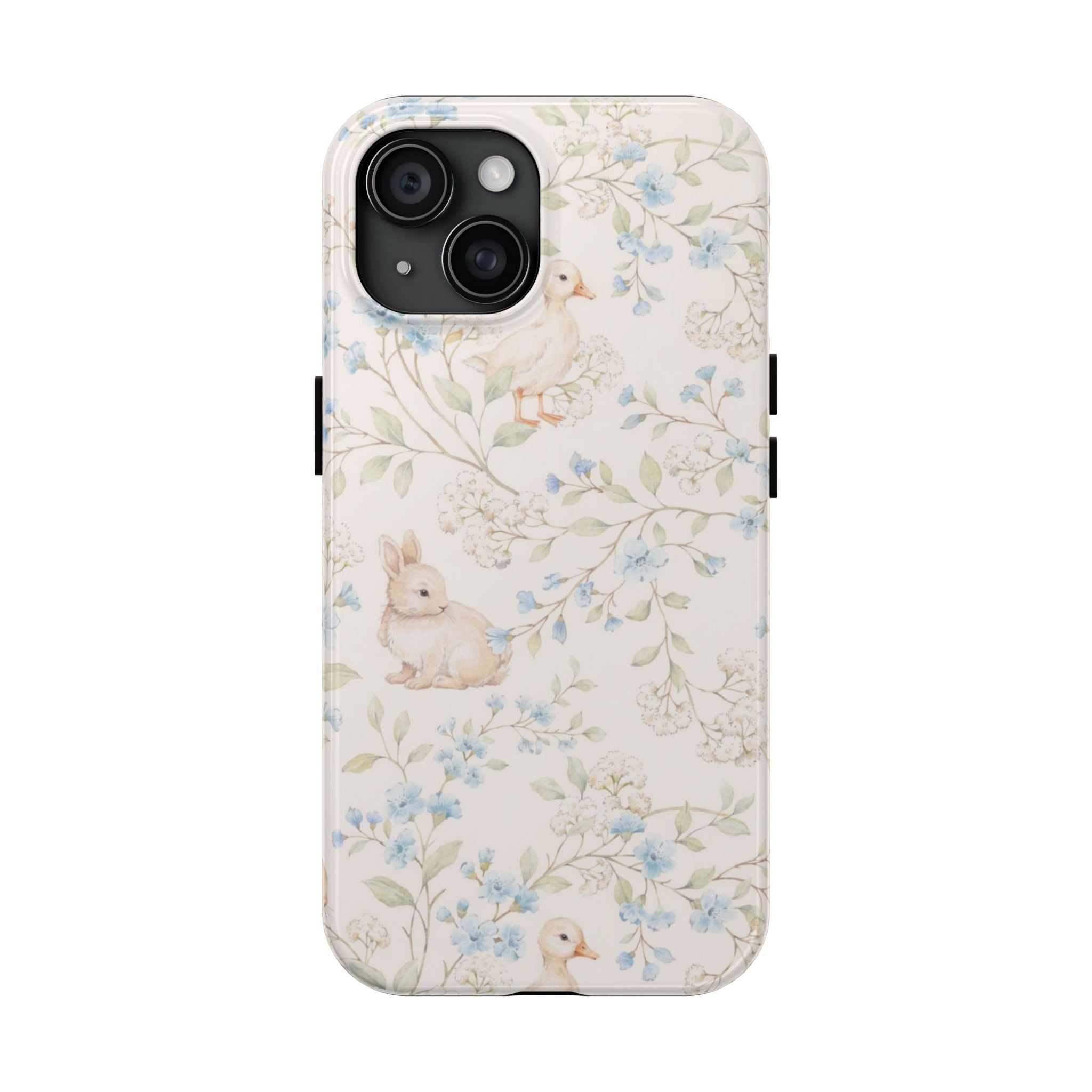 Floral Bunny Tough Phone Case — Pastel Spring Rabbit Protective Cover