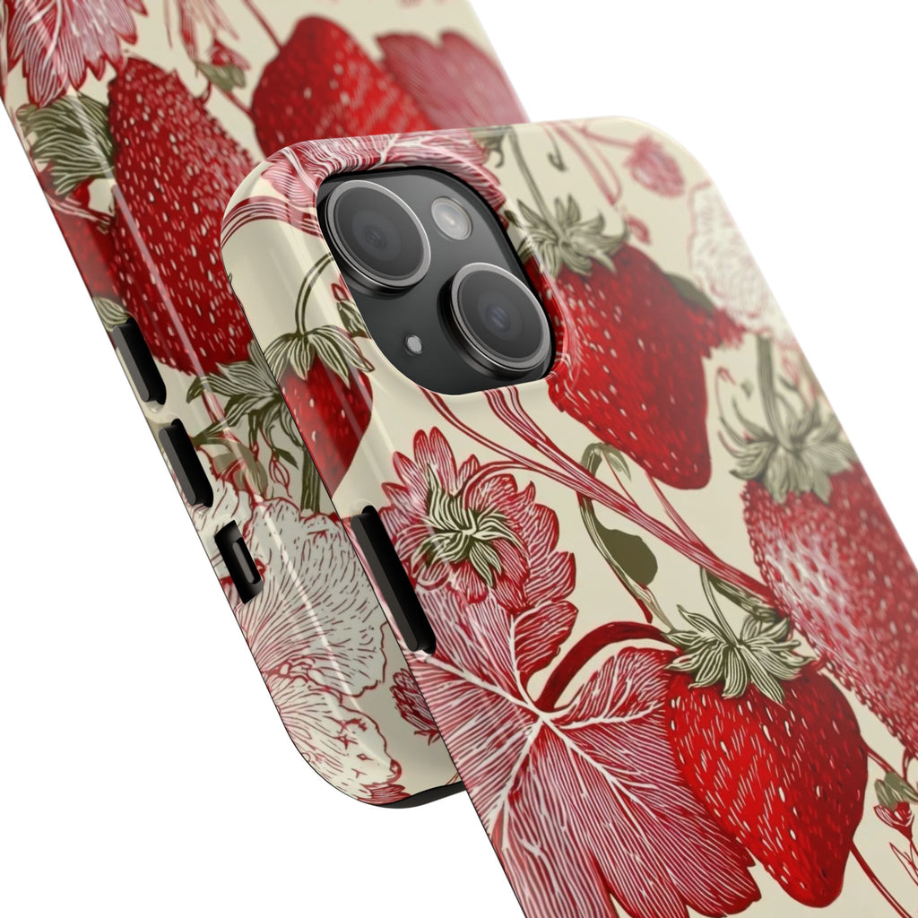 Strawberry Vintage Tough Phone Case — Protective Floral iPhone Cover