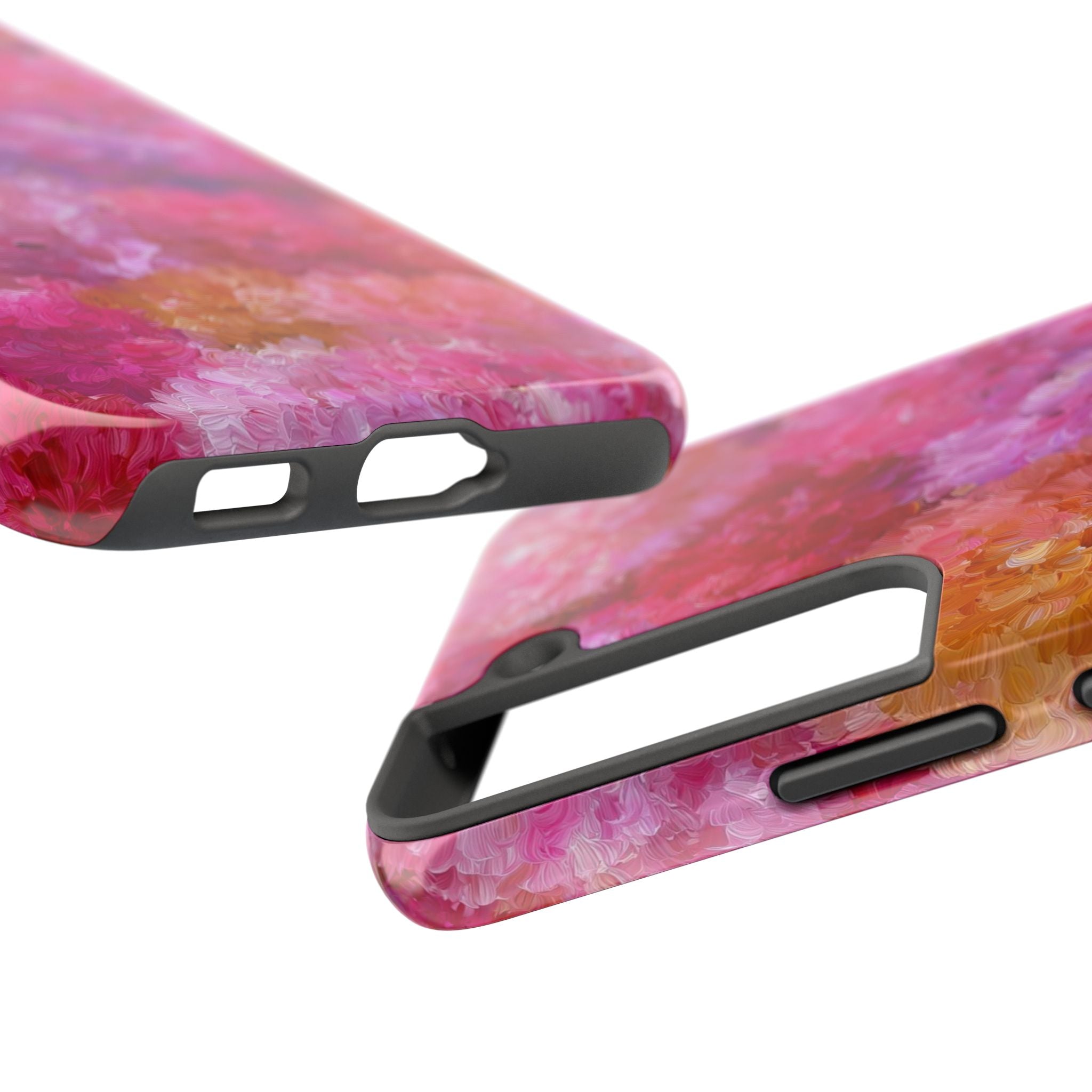 Floral Burst Tough Phone Case — Pink Watercolor Peony Protective Cover