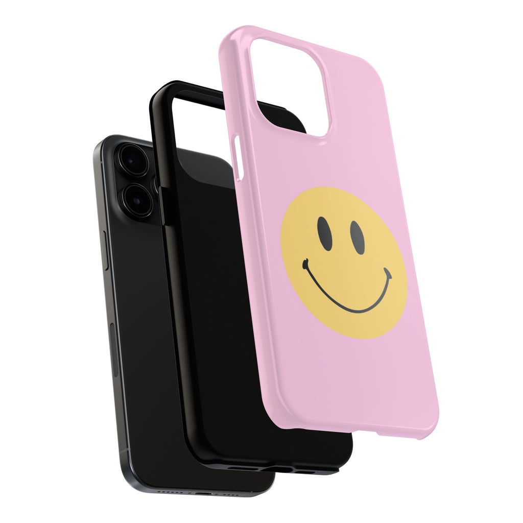 Smiley Pink Tough Phone Case — Cute Retro Happy Face Protective Cover