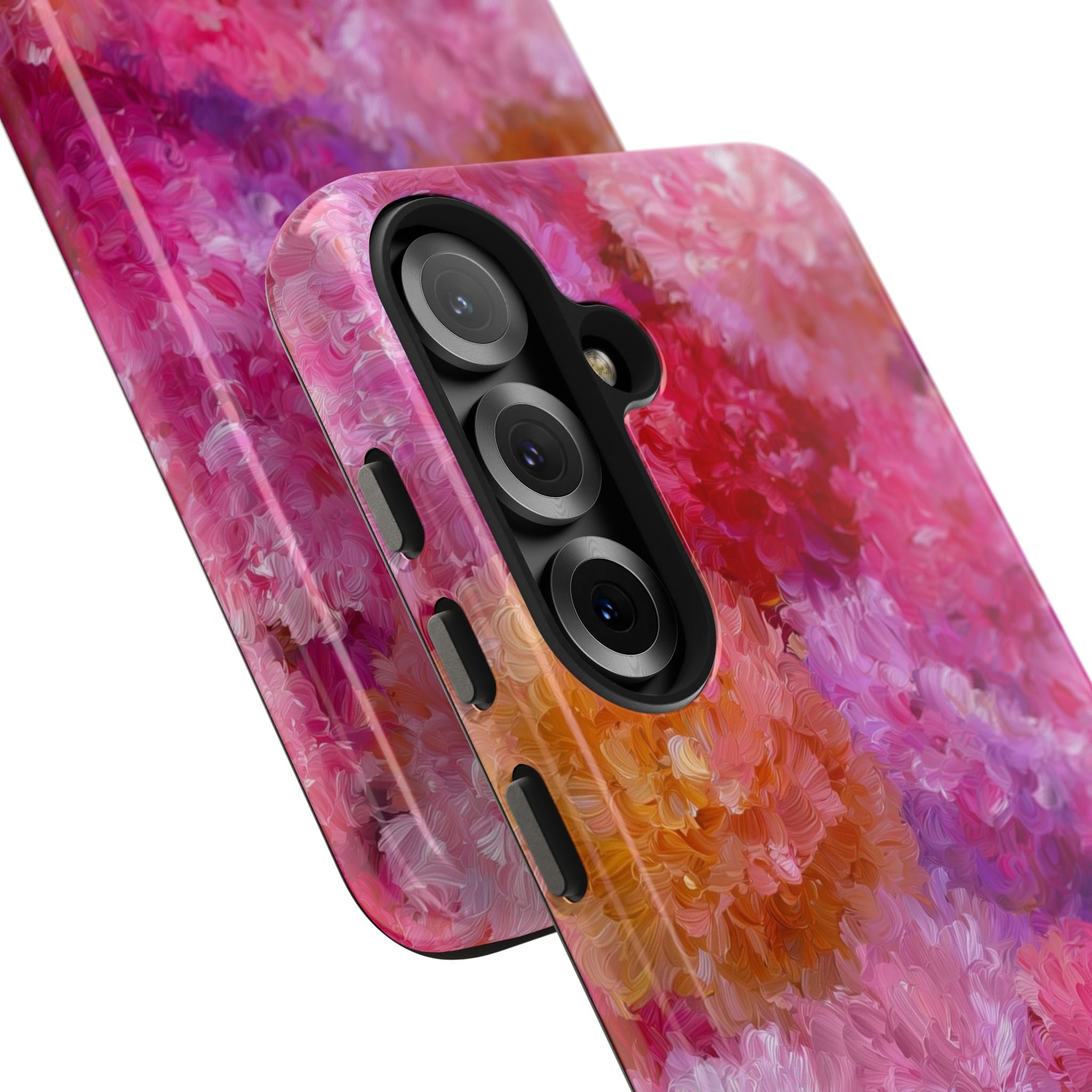 Floral Burst Tough Phone Case — Pink Watercolor Peony Protective Cover