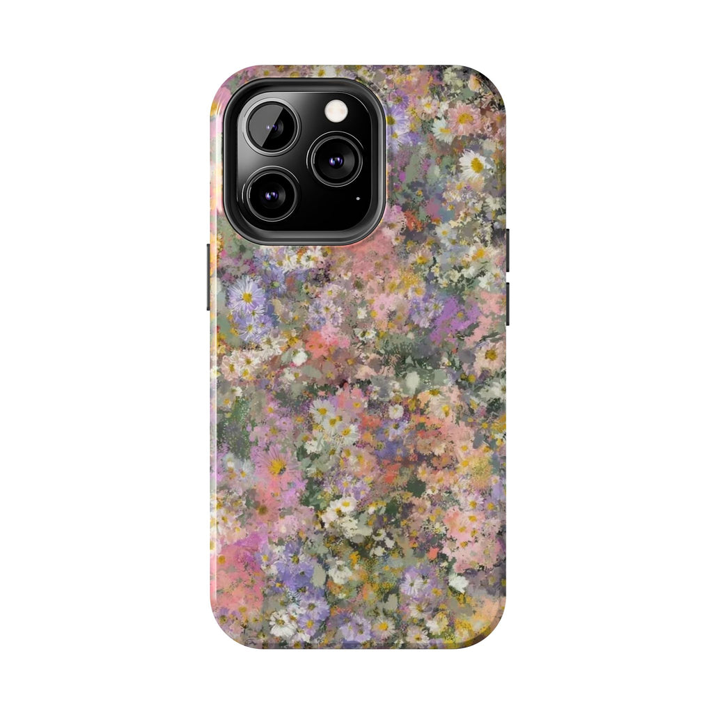 Floral Impression Tough Phone Case — Pastel Meadow Protective Cover