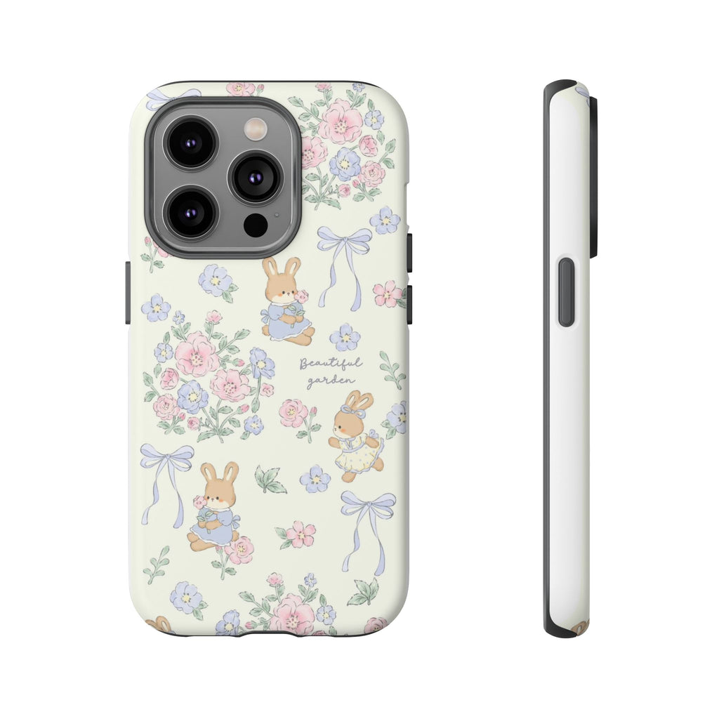Floral Bunny Phone Case — "Beautiful Garden" Protective iPhone Cover
