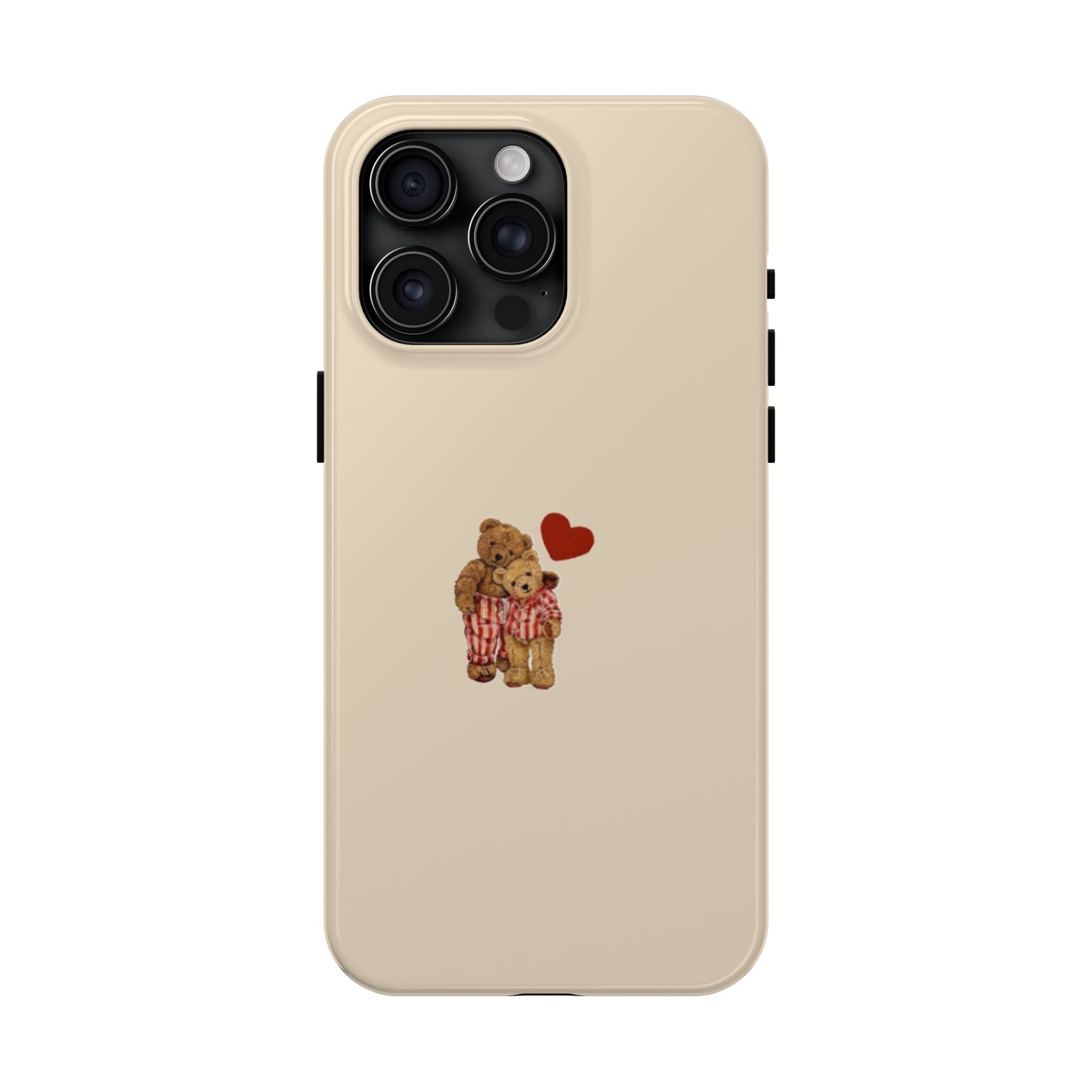 Tough Phone Case — Cute Teddy Bear with Heart Protective Cover