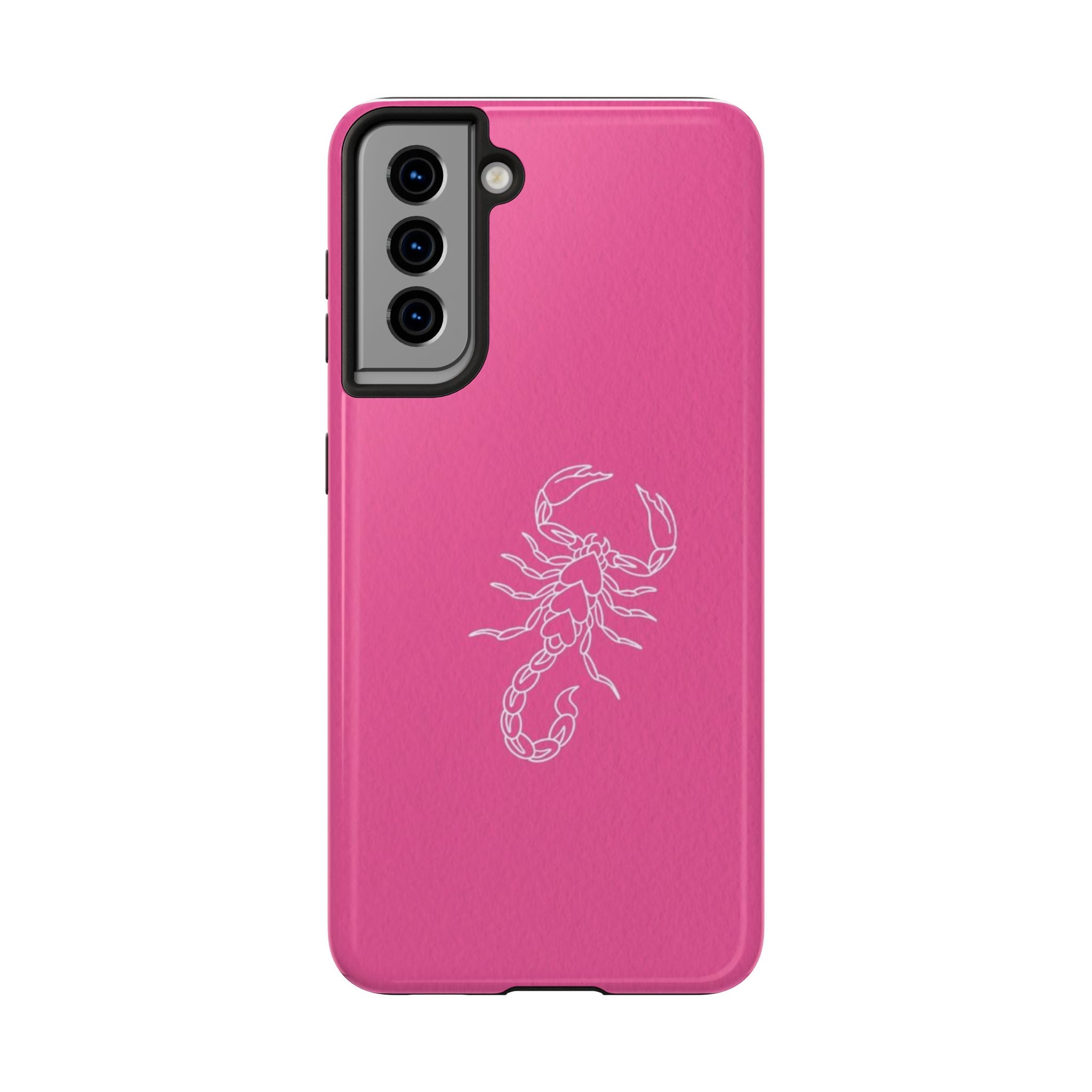 Pink Scorpion Tough Phone Case — Protective iPhone Case with White Scorpion Design
