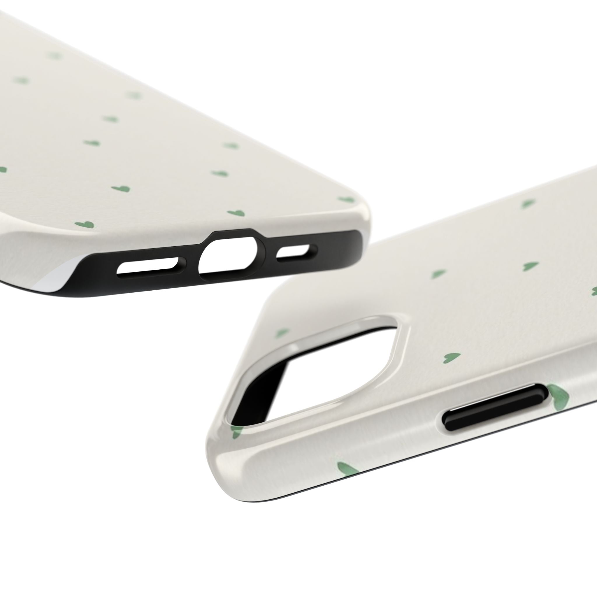 Minimal Green Heart Tough Phone Case — Protective Cute Patterned iPhone Case