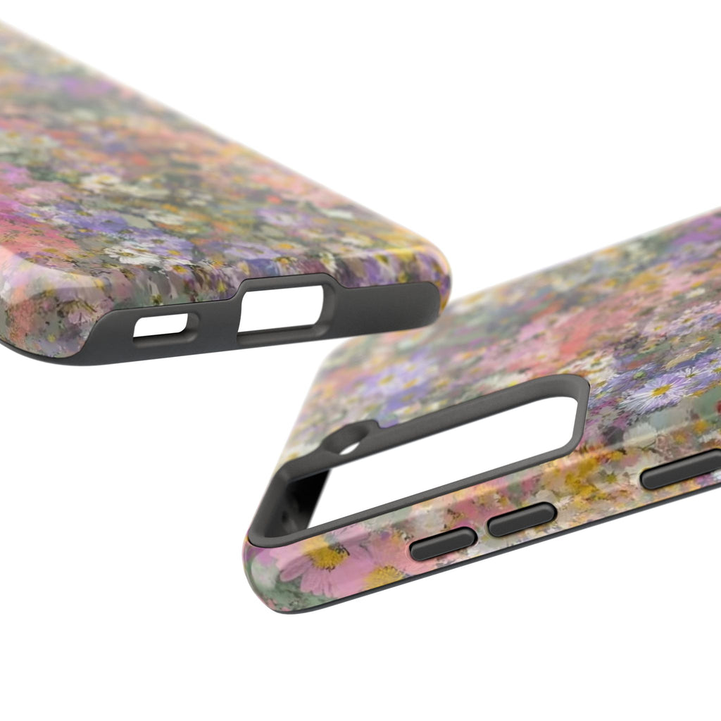 Floral Impression Tough Phone Case — Pastel Meadow Protective Cover