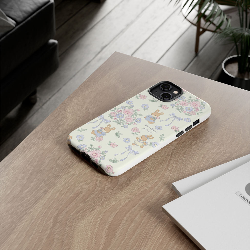 Floral Bunny Phone Case — "Beautiful Garden" Protective iPhone Cover