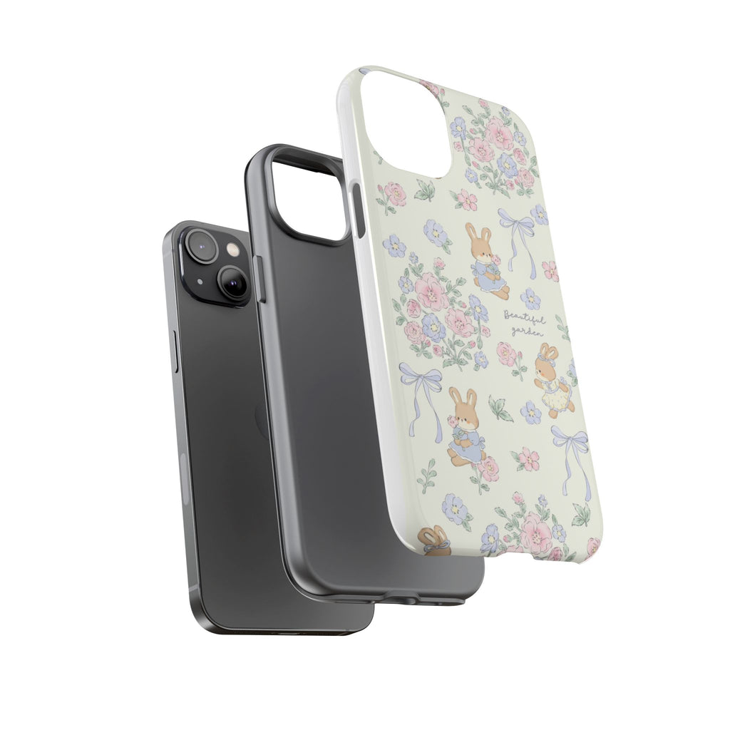 Floral Bunny Phone Case — "Beautiful Garden" Protective iPhone Cover