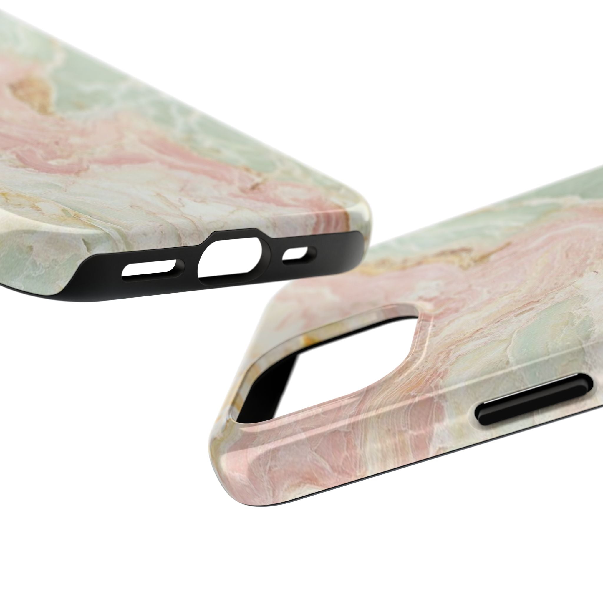 Pastel Marble Tough Phone Case – Protective iPhone Cover with Pink & Mint Swirl