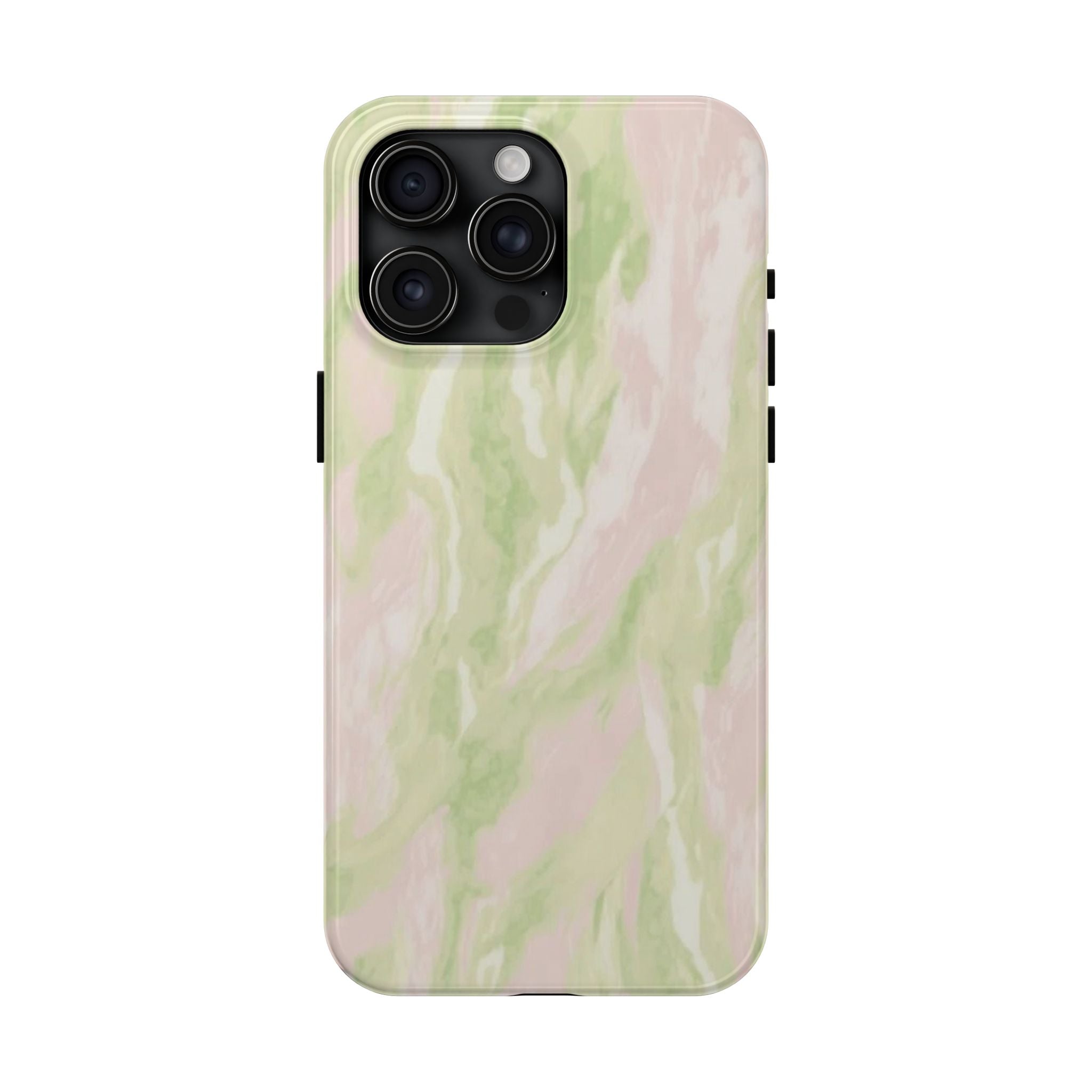 Pastel Marble Tough Phone Case — Pink & Sage Protective Phone Cover