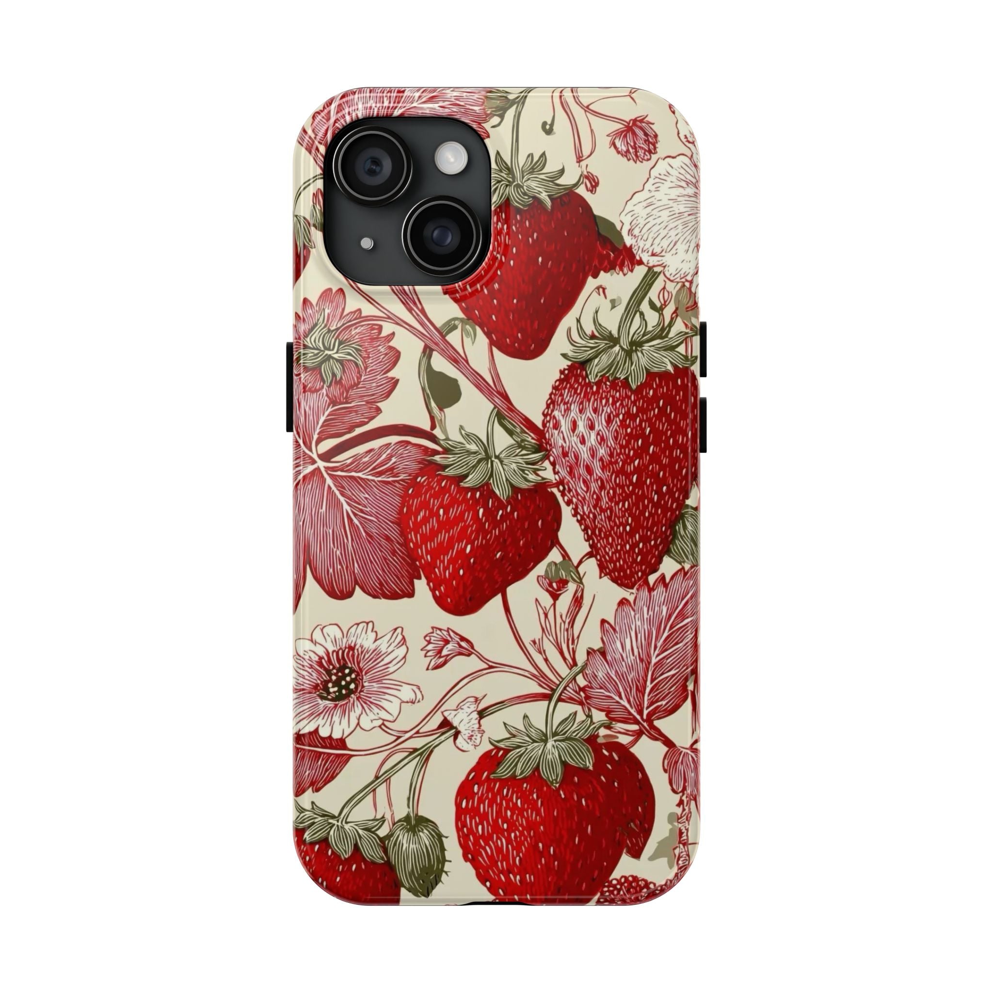 Strawberry Vintage Tough Phone Case — Protective Floral iPhone Cover