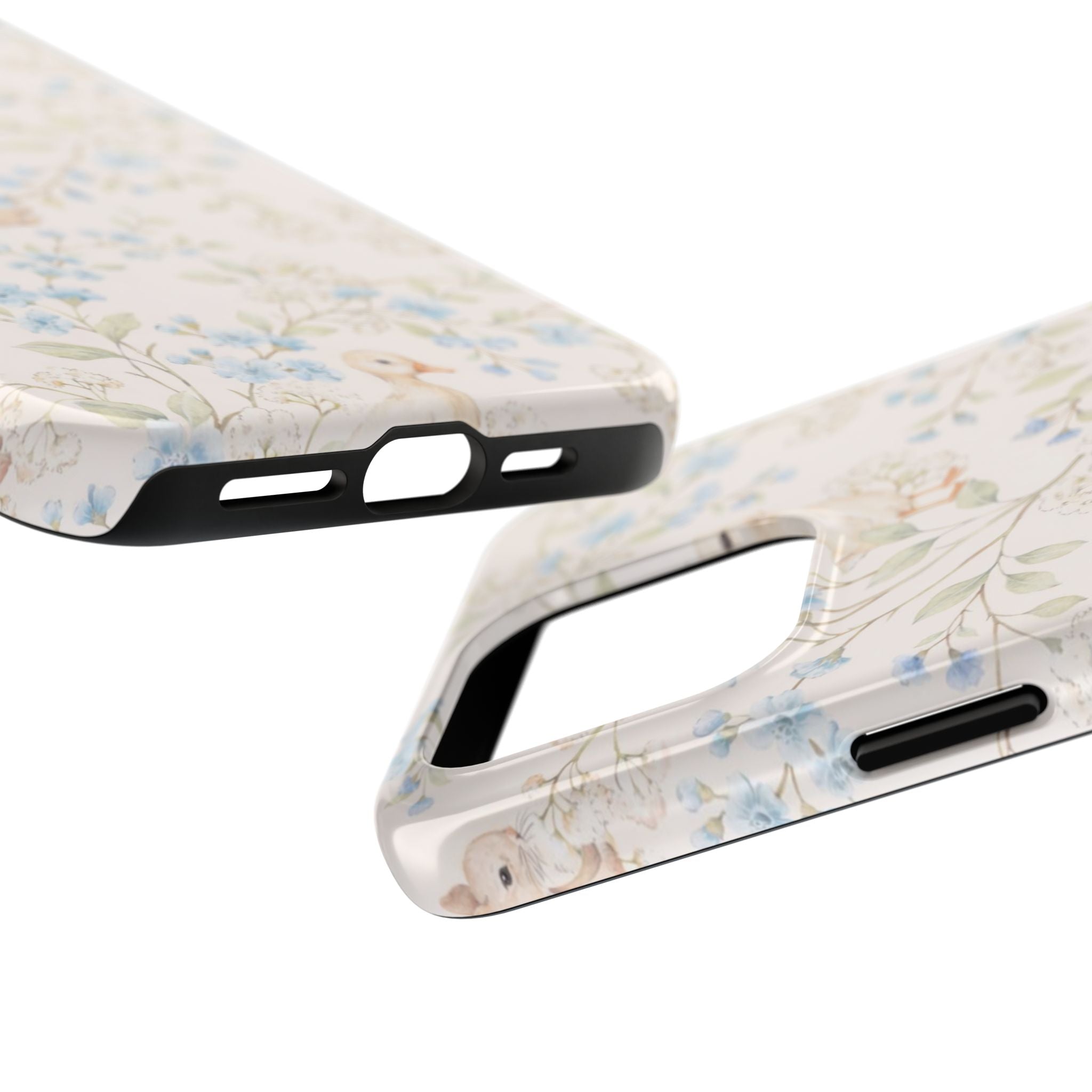 Floral Bunny Tough Phone Case — Pastel Spring Rabbit Protective Cover